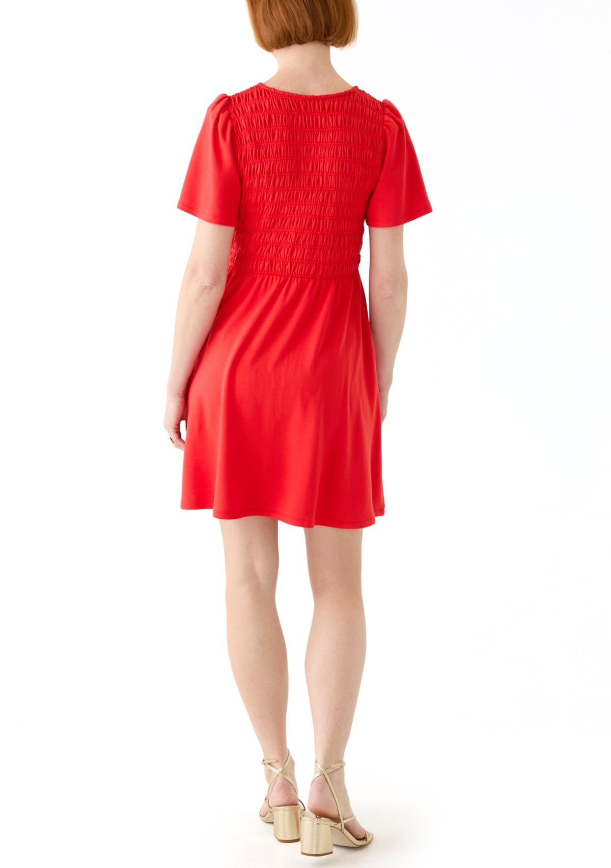 Womens Short Sleeve Smock Baby Terry Dress