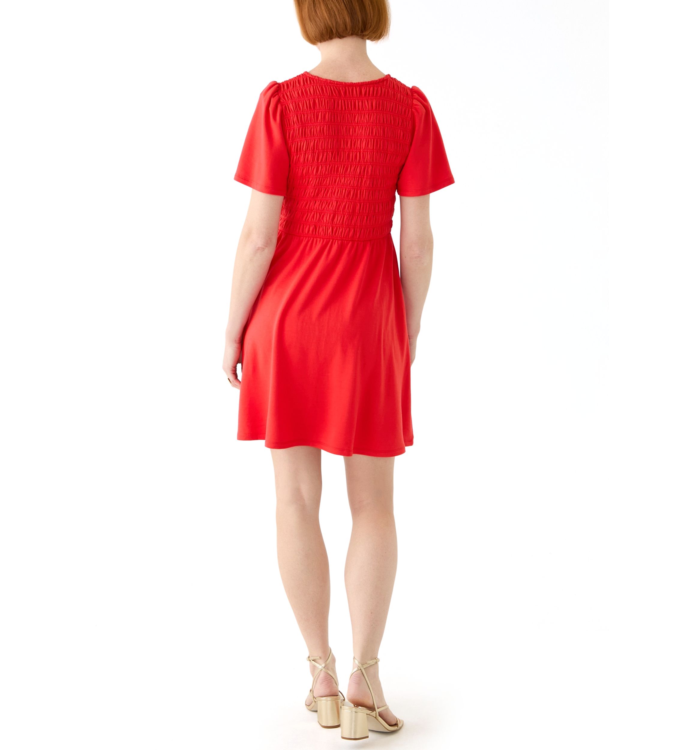 Womens Short Sleeve Smock Baby Terry Dress