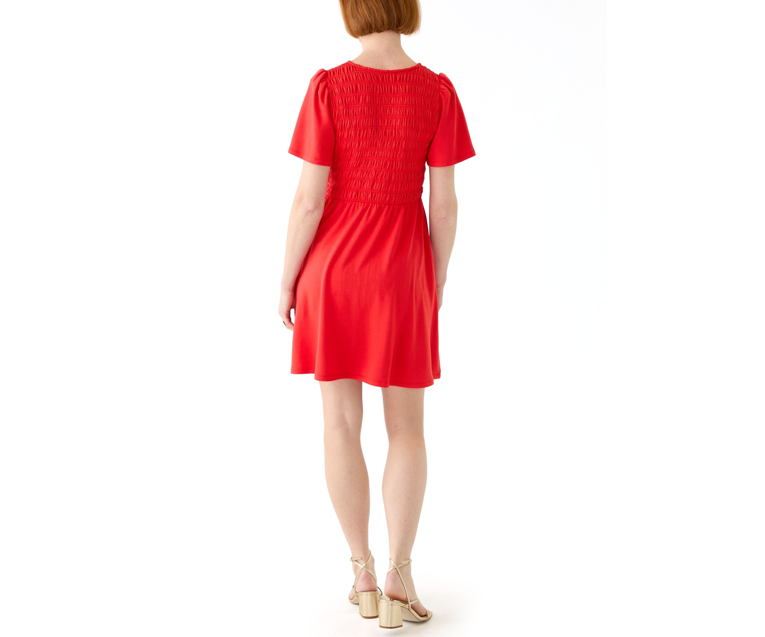 Womens Short Sleeve Smock Baby Terry Dress