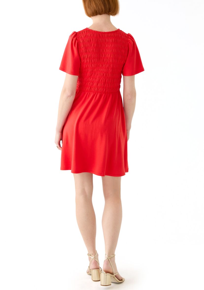 Womens Short Sleeve Smock Baby Terry Dress