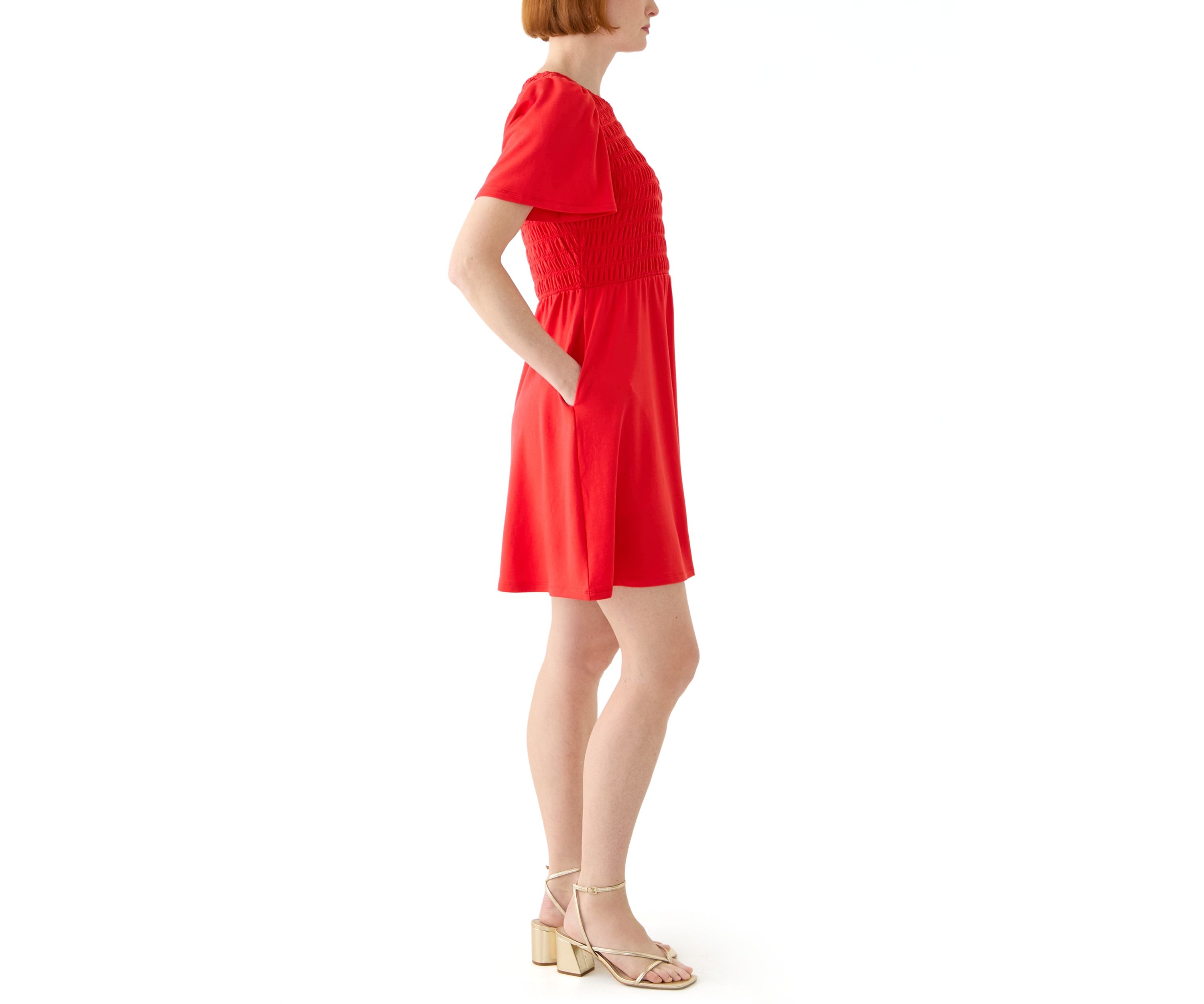 Womens Short Sleeve Smock Baby Terry Dress
