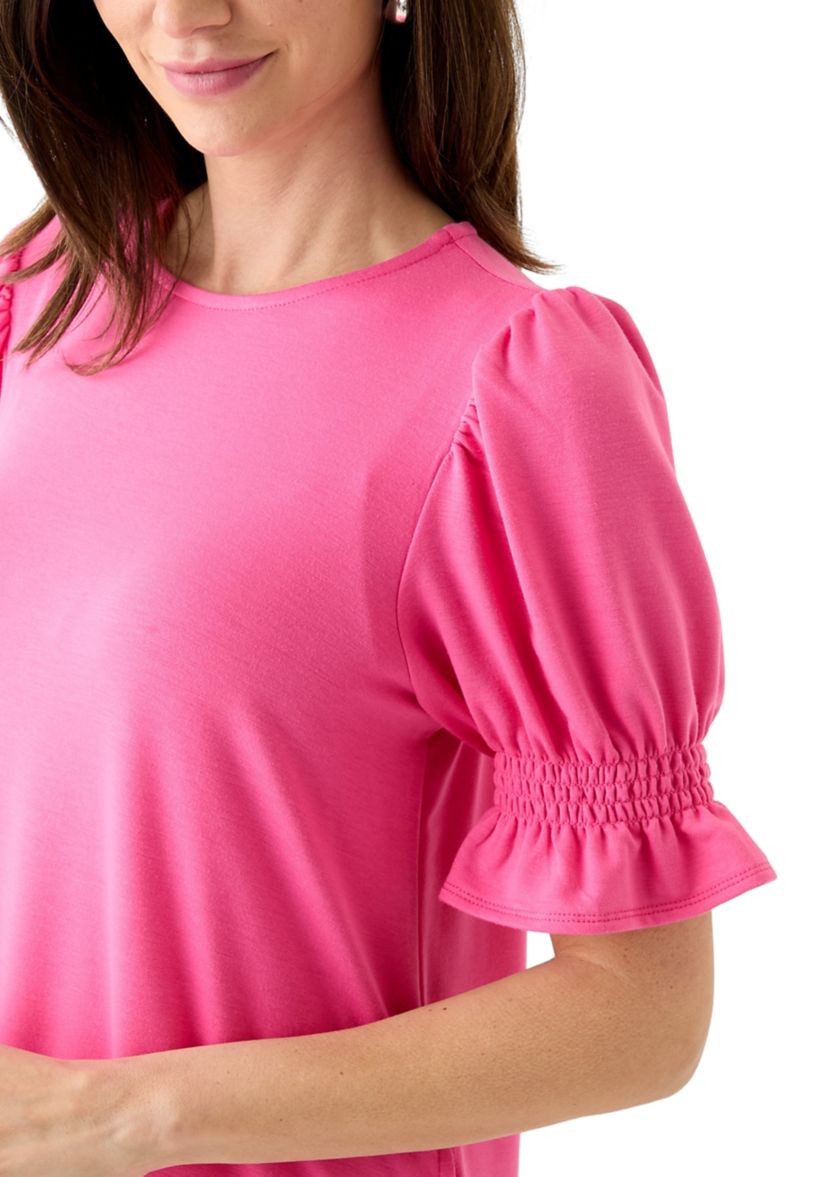 Womens Smock Puff Sleeve Dress