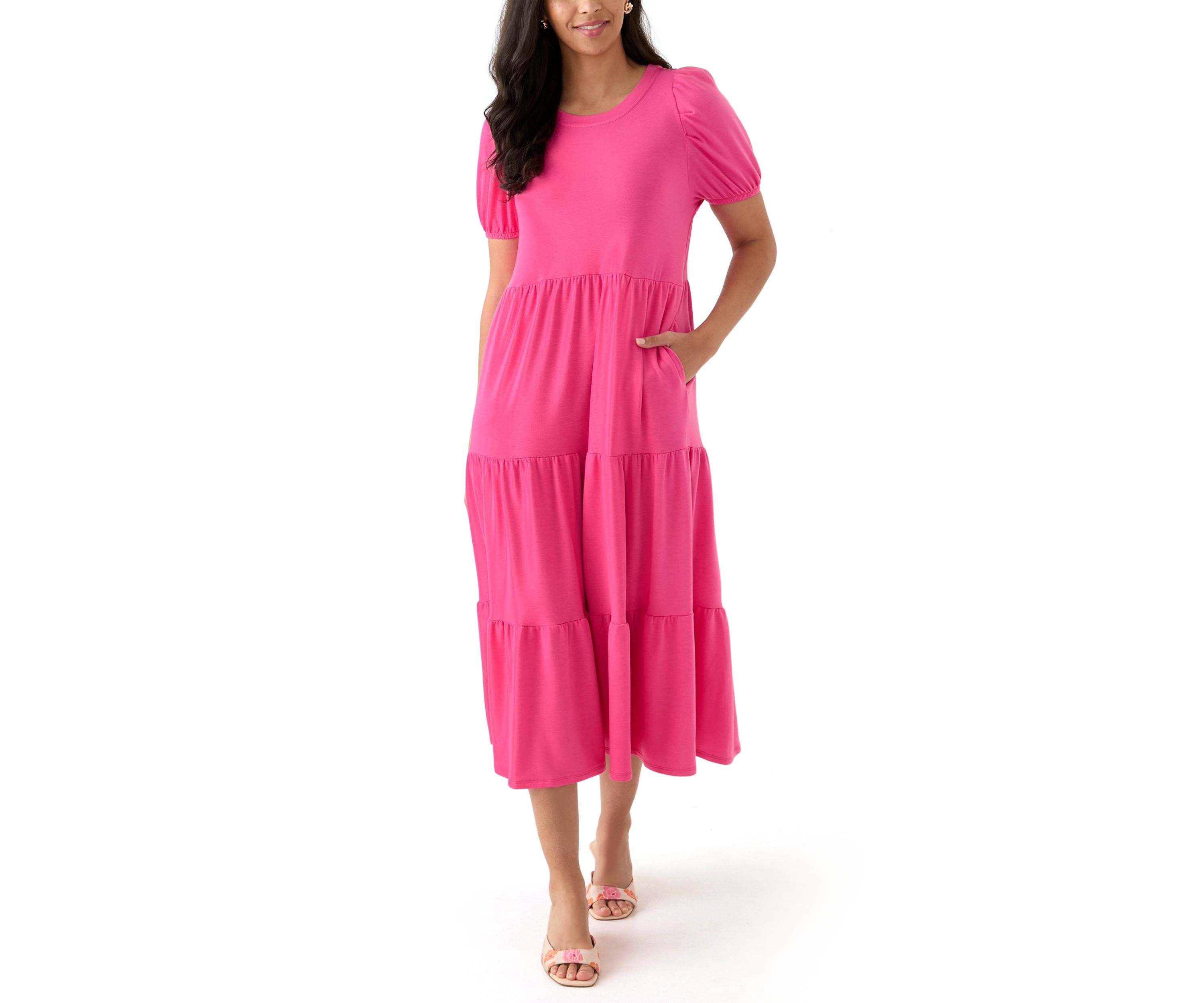 Womens Baby Terry Tiered Midi Dress