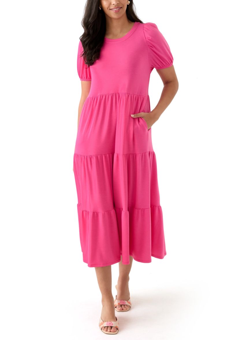 Womens Baby Terry Tiered Midi Dress