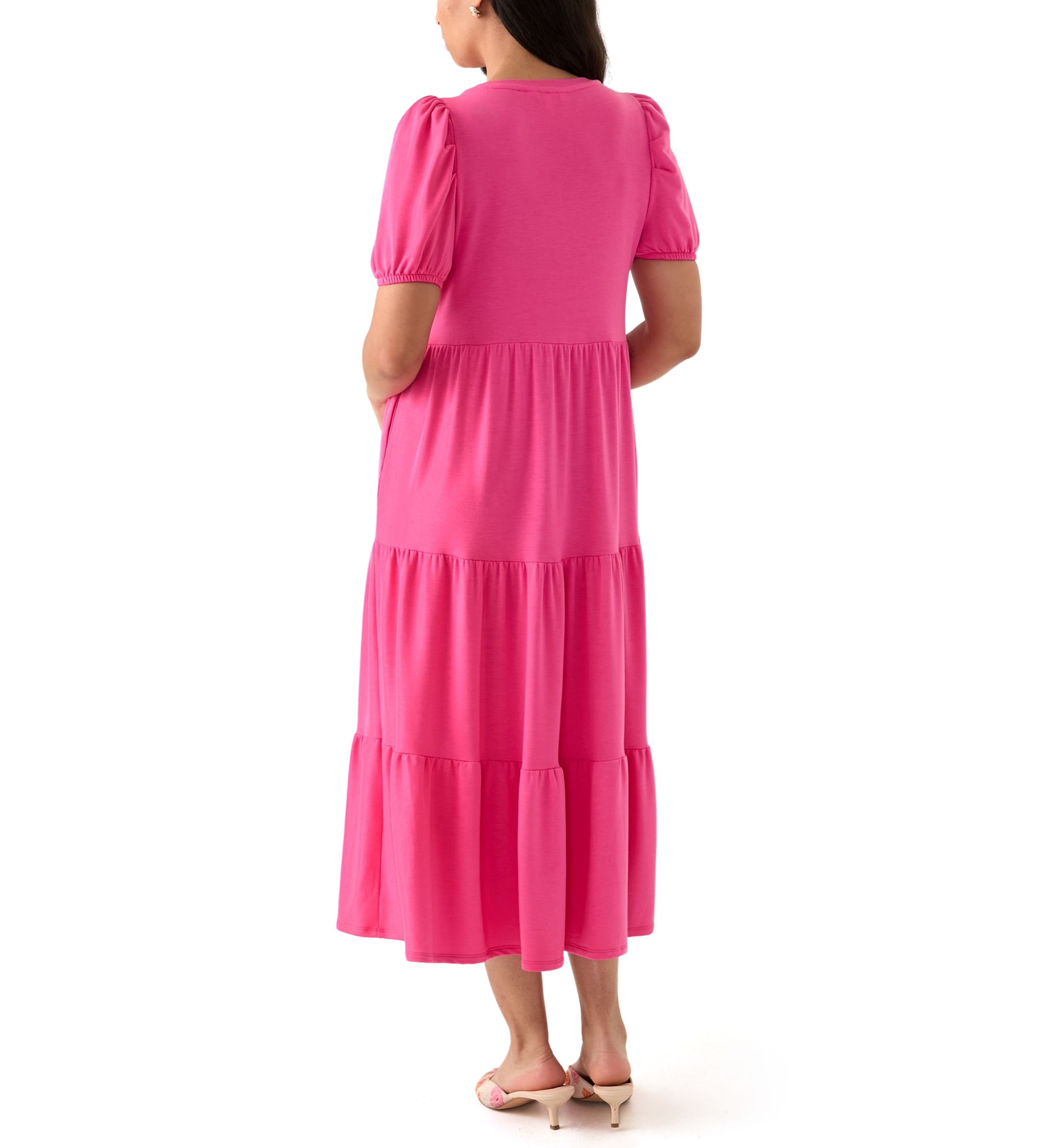 Womens Baby Terry Tiered Midi Dress