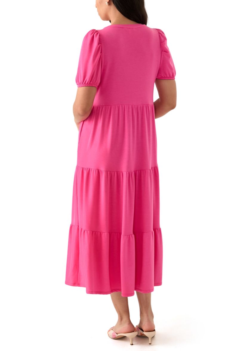 Womens Baby Terry Tiered Midi Dress
