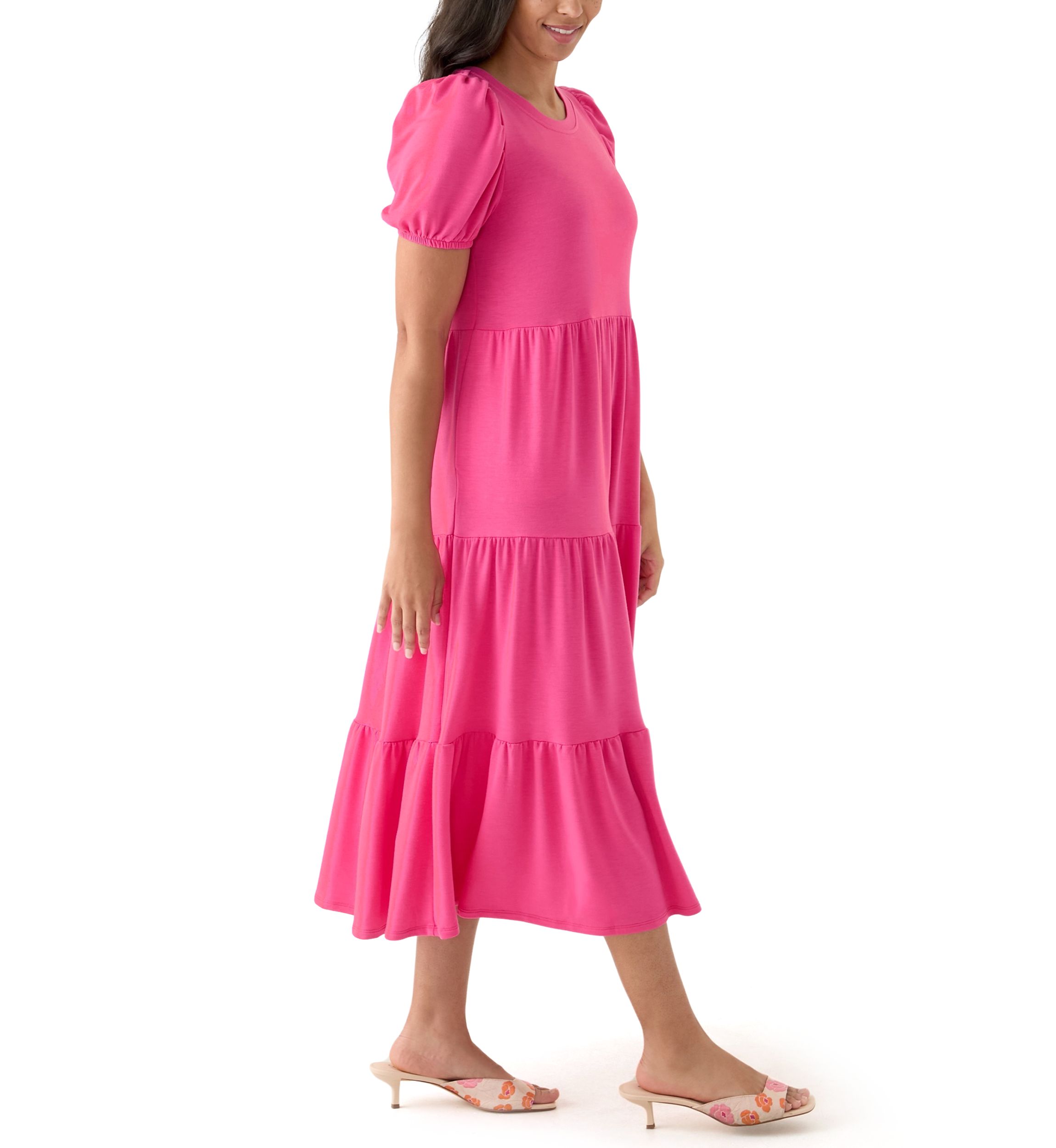 Womens Baby Terry Tiered Midi Dress