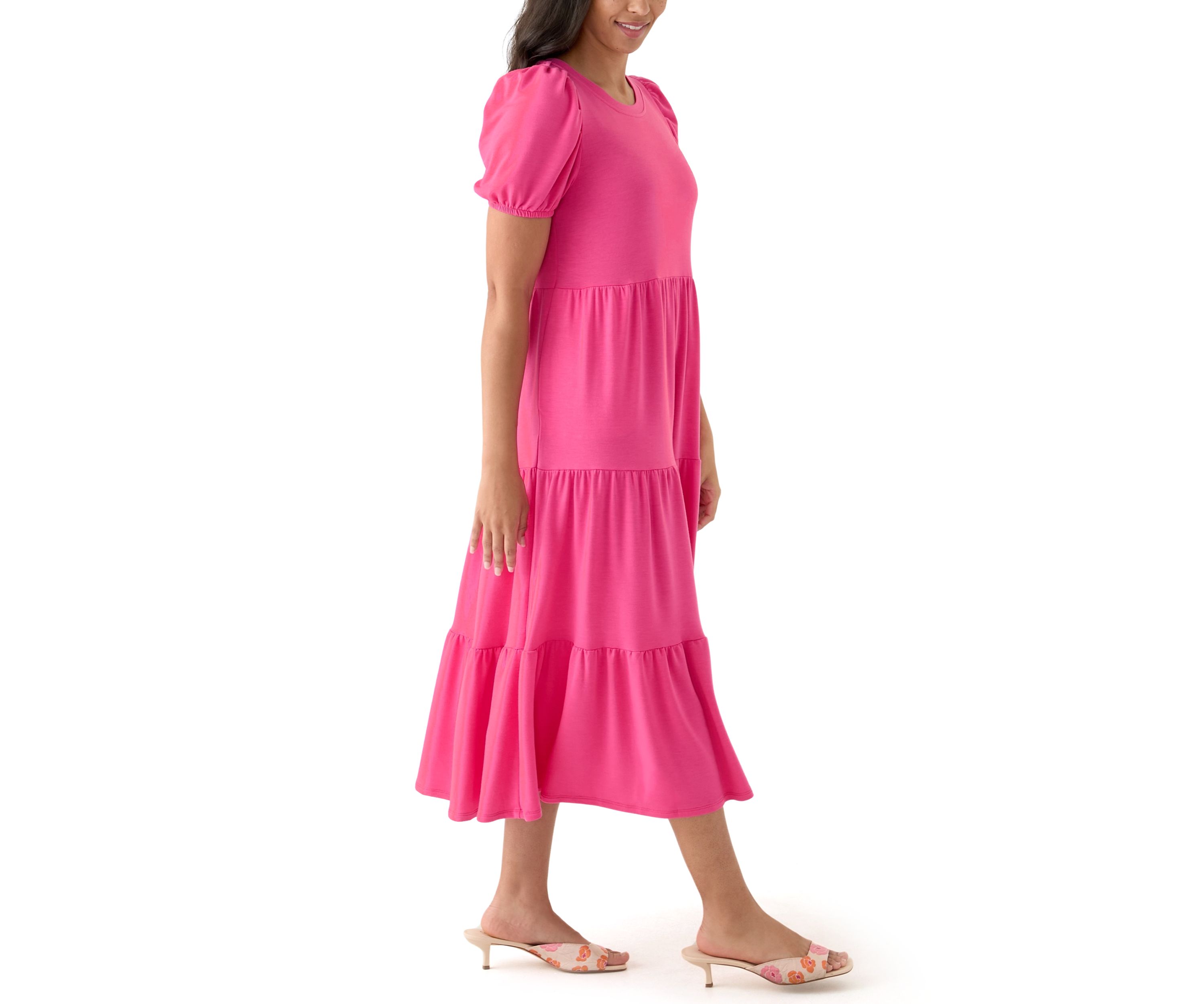 Womens Baby Terry Tiered Midi Dress
