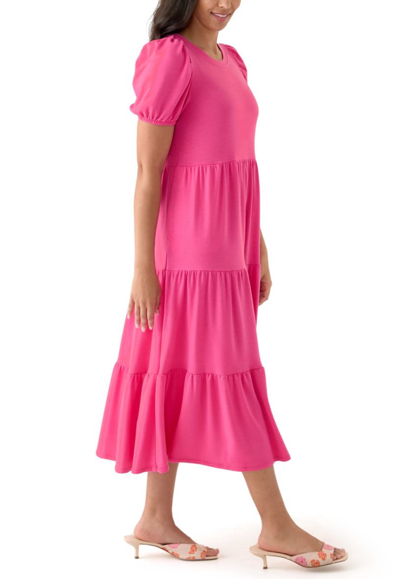 Womens Baby Terry Tiered Midi Dress