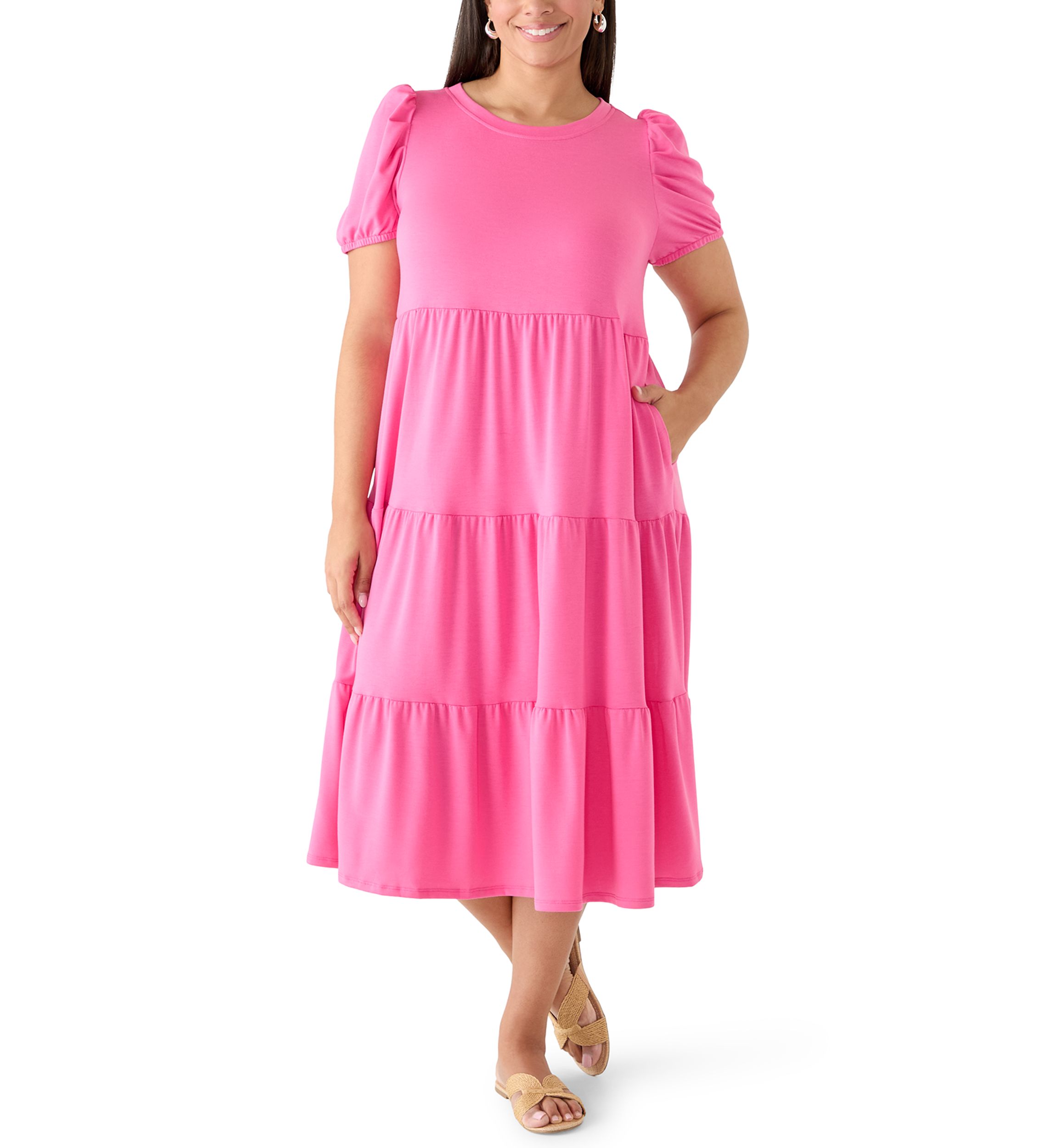 open lace back dress Adrianna Papell Plus Imitation Pearl-Trim Crepe Sheath Dress - Cherry Blossom