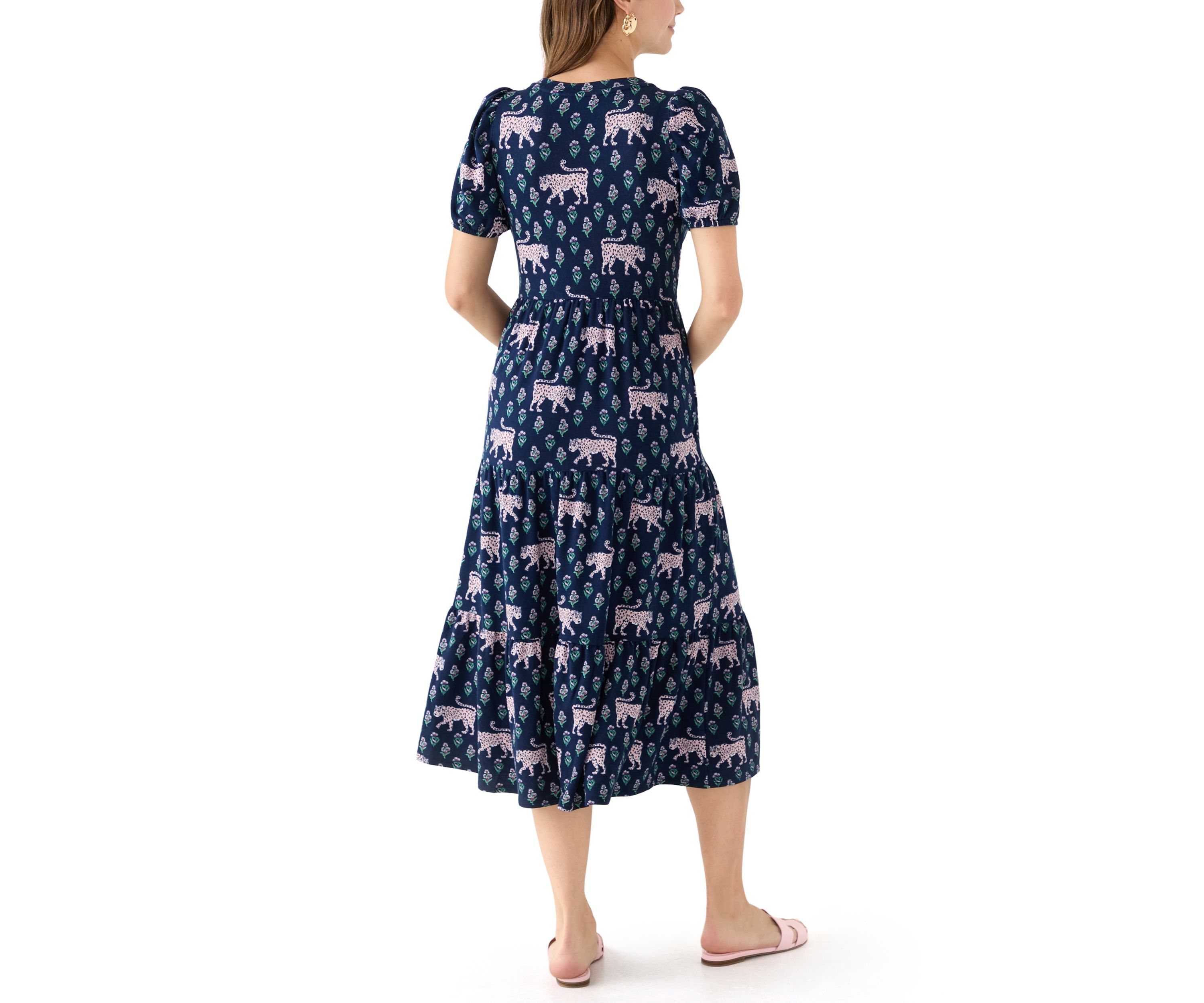 Womens Baby Terry Printed Midi Dress