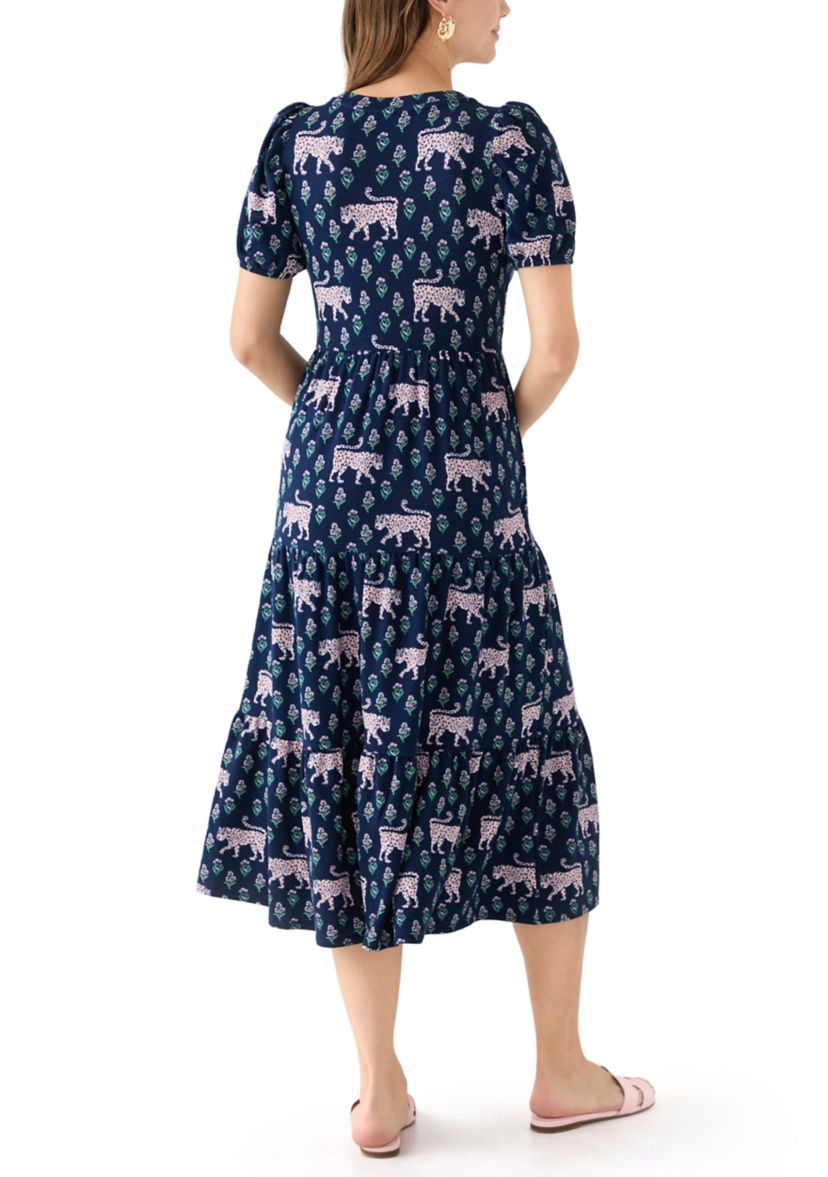 Womens Baby Terry Printed Midi Dress