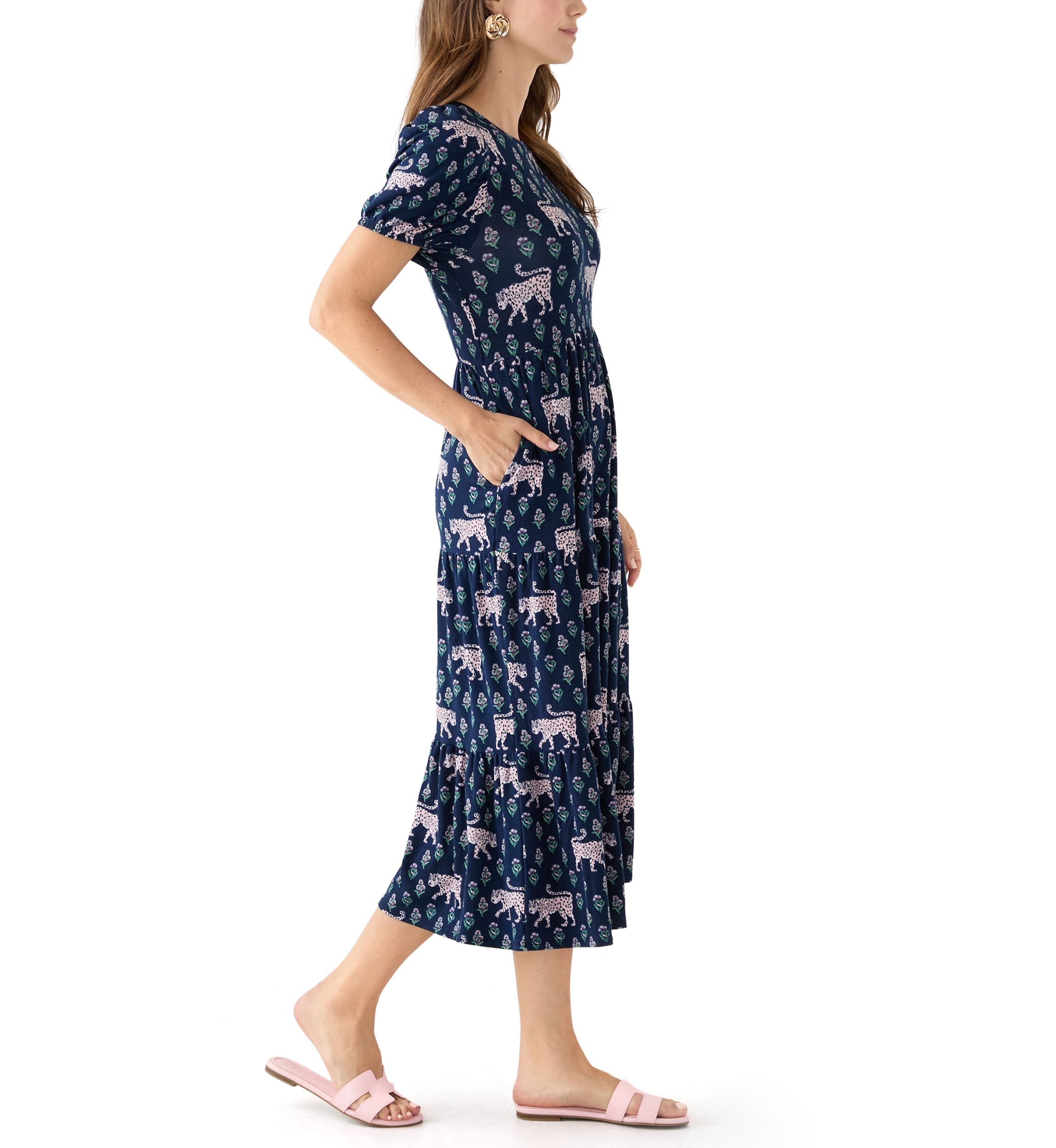 Womens Baby Terry Printed Midi Dress