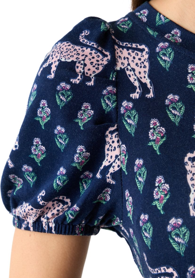 Womens Baby Terry Printed Midi Dress