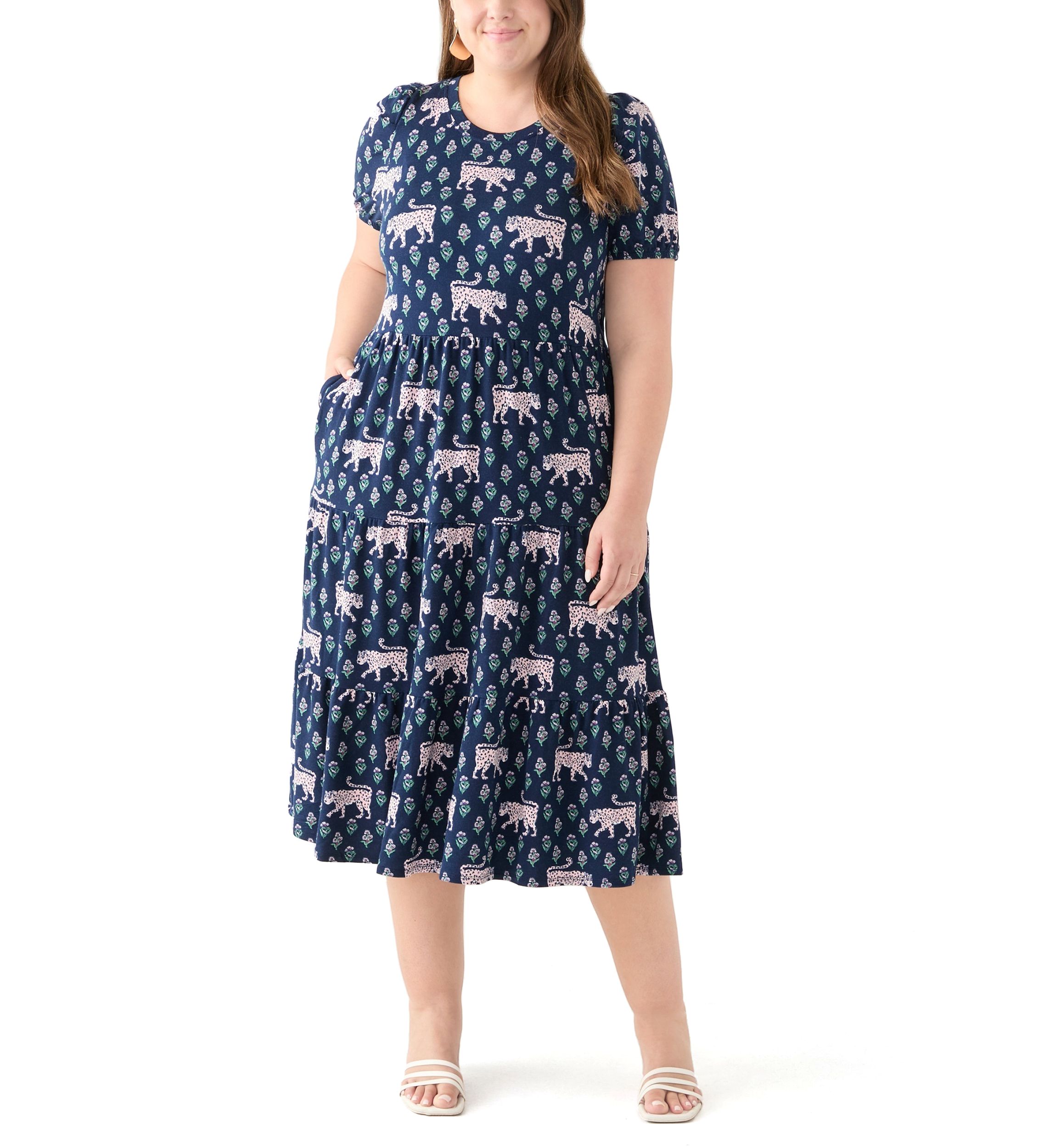 Plus Size Printed Baby Terry Midi Dress