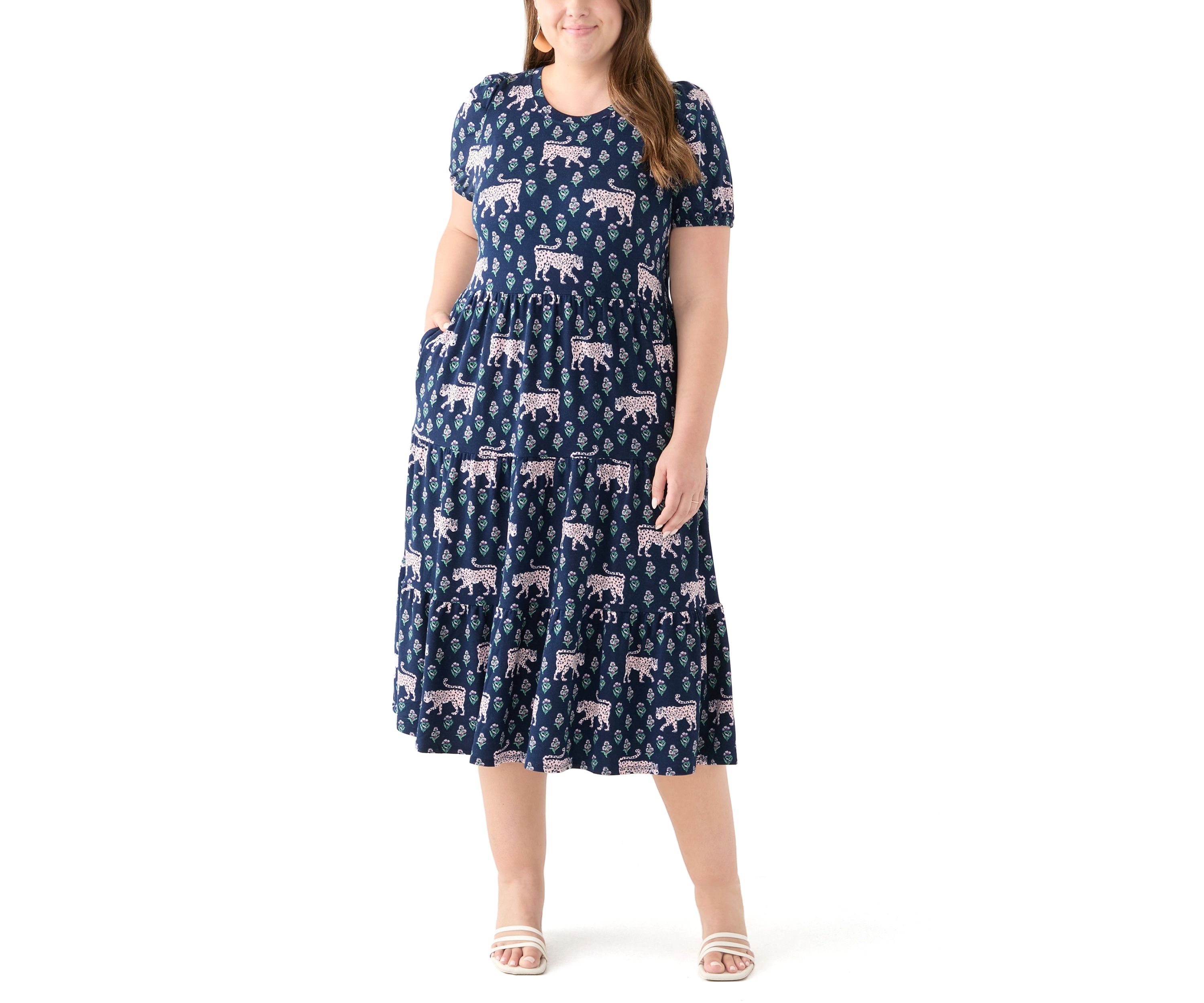Plus Size Printed Baby Terry Midi Dress