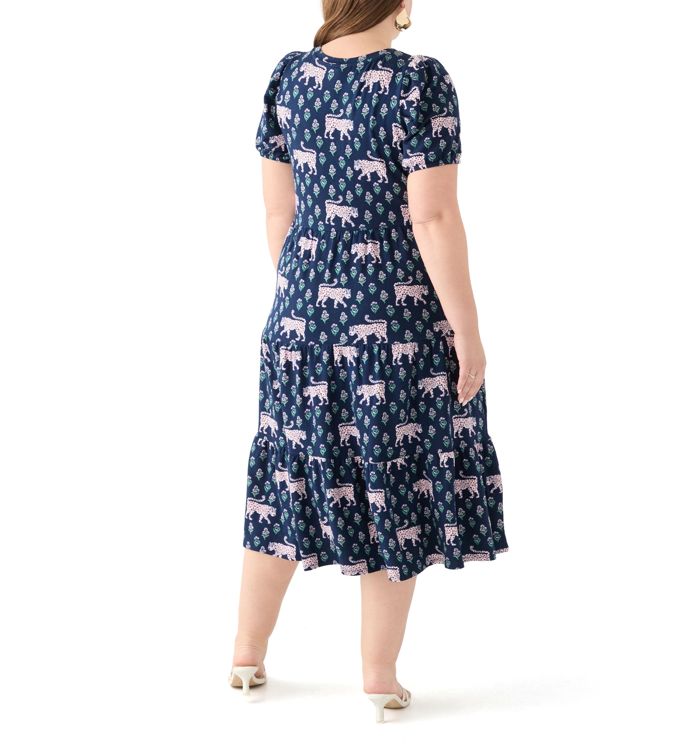 Plus Size Printed Baby Terry Midi Dress