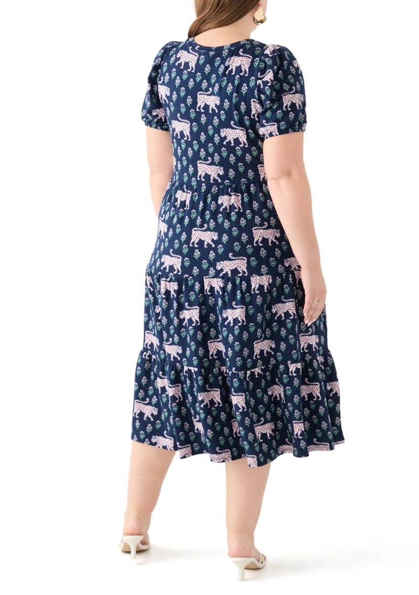 Plus Size Printed Baby Terry Midi Dress