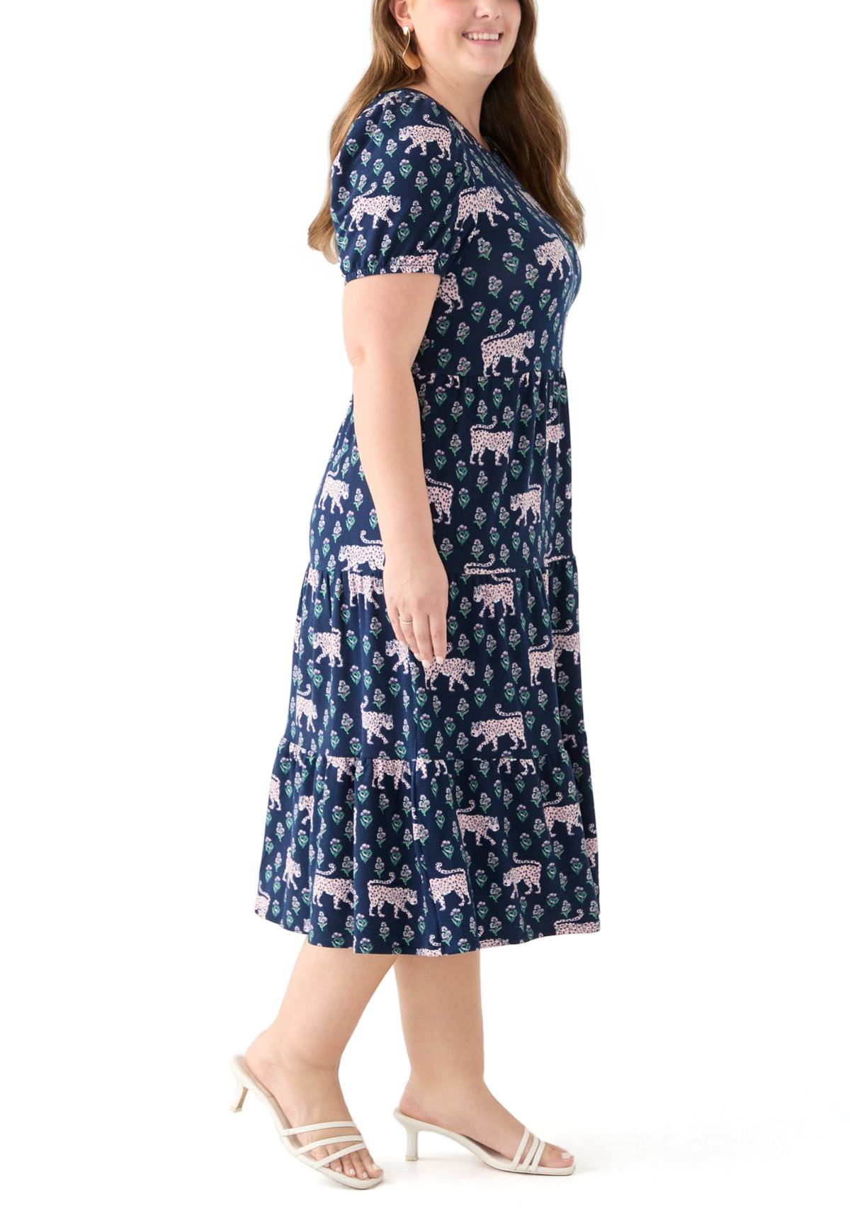 Plus Size Printed Baby Terry Midi Dress