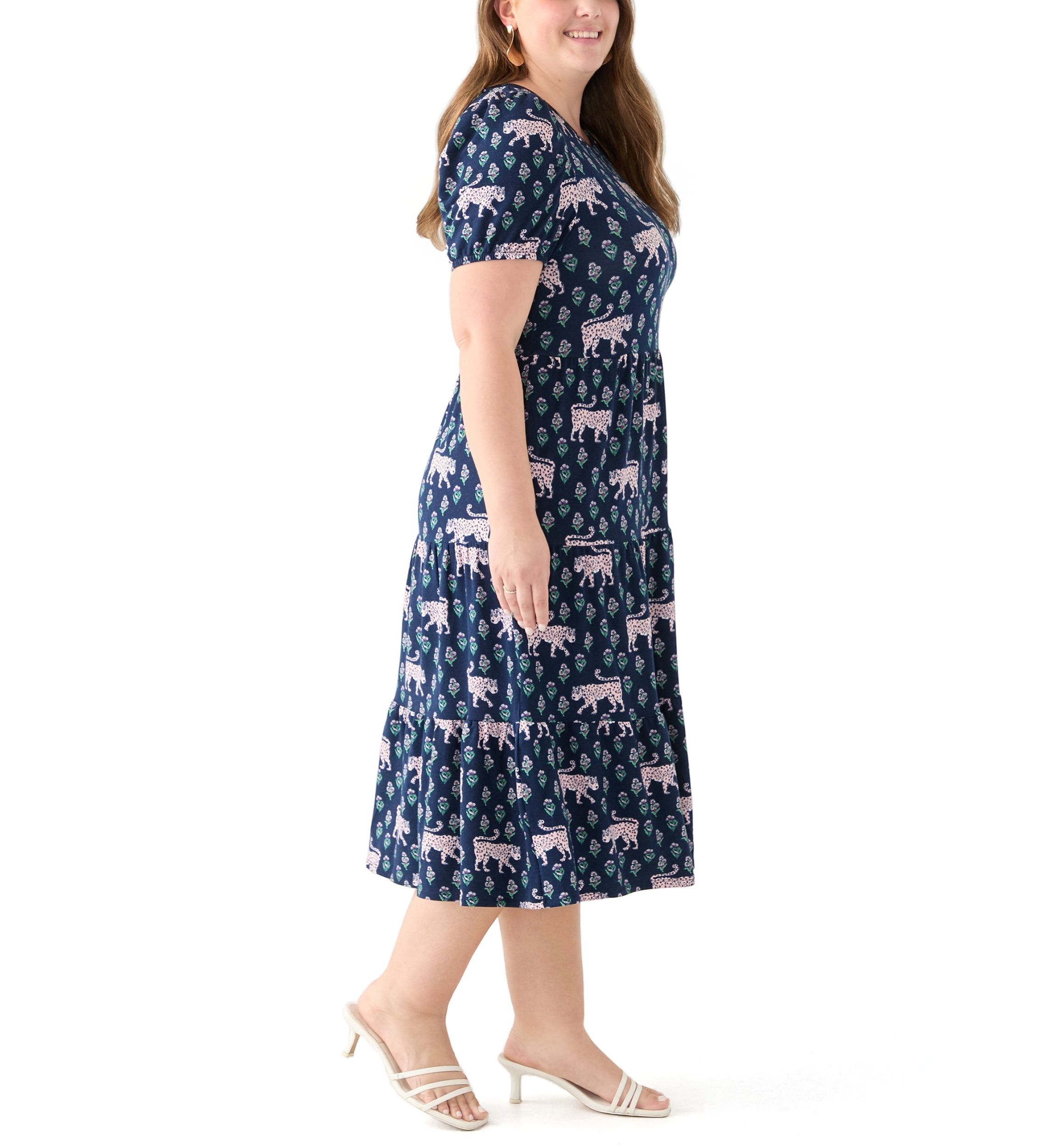 Plus Size Printed Baby Terry Midi Dress