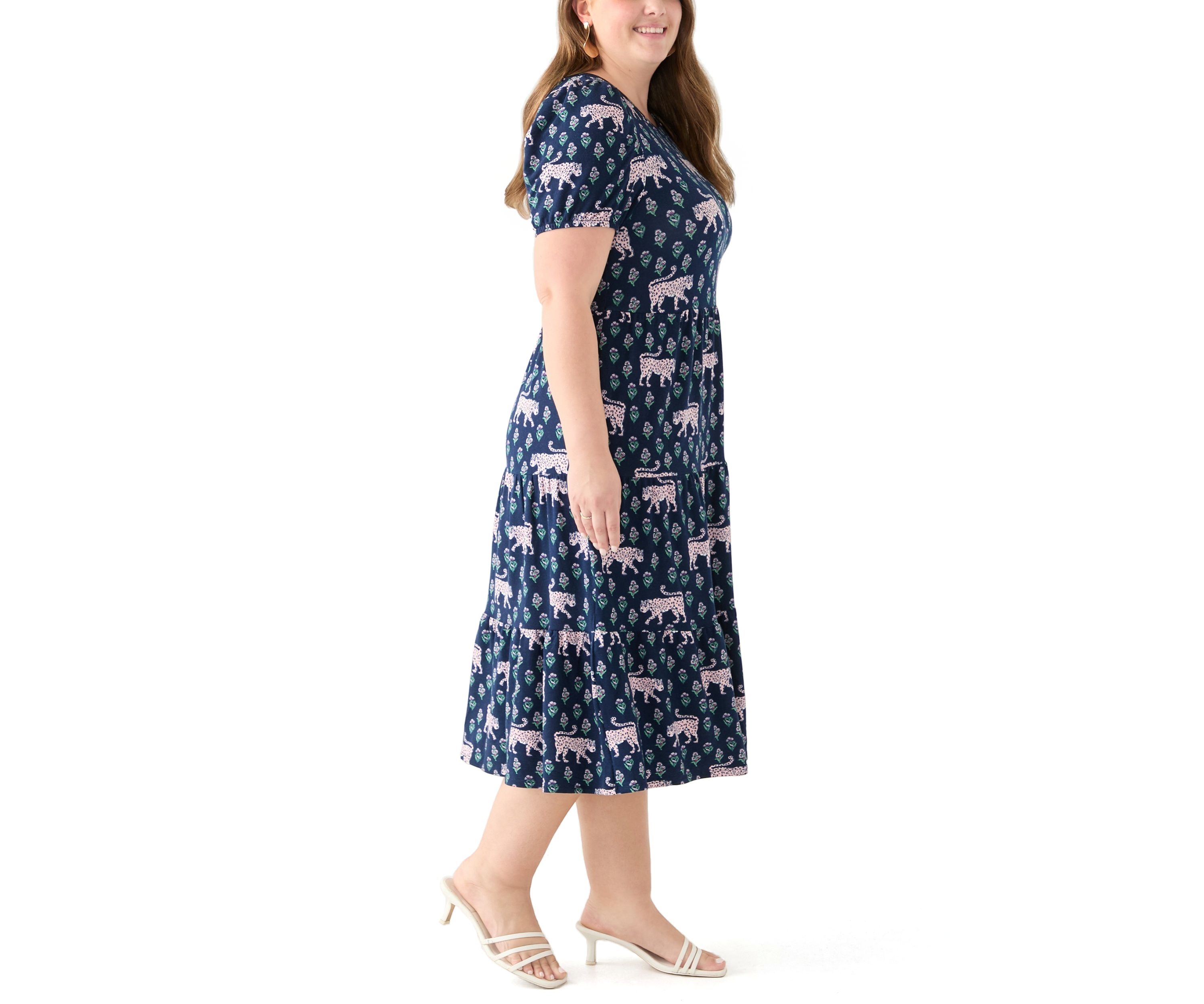 Plus Size Printed Baby Terry Midi Dress