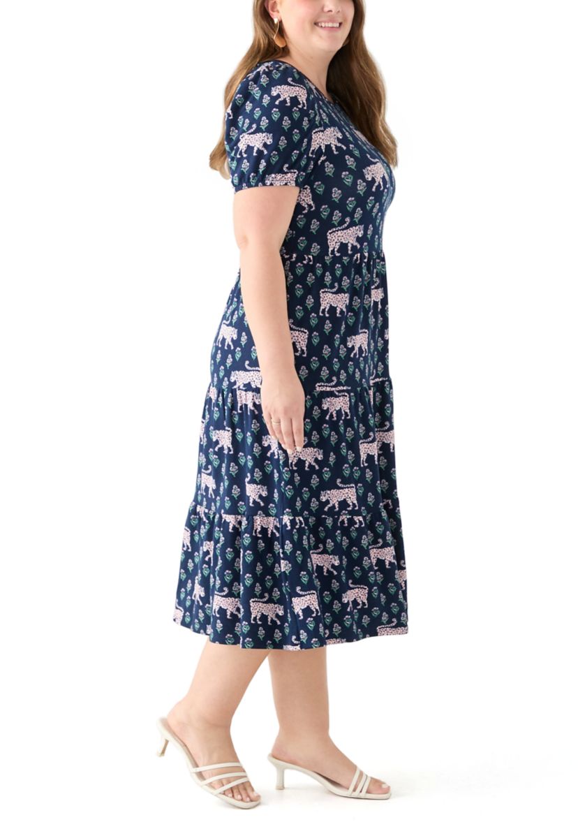 Plus Size Printed Baby Terry Midi Dress