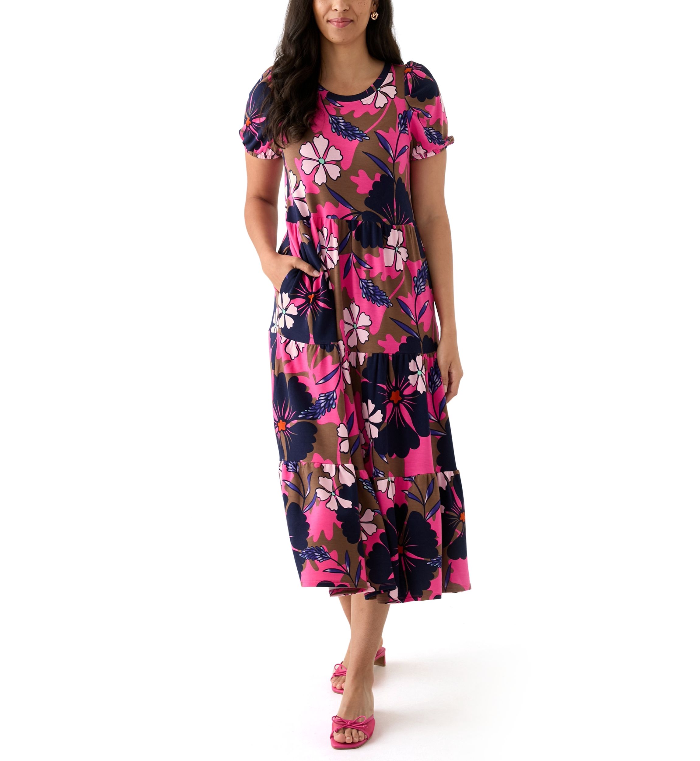 Womens Baby Terry Printed Midi Dress