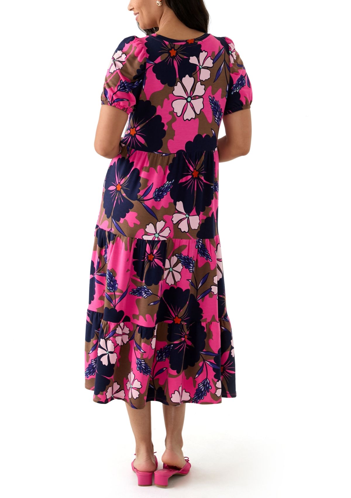 Womens Baby Terry Printed Midi Dress