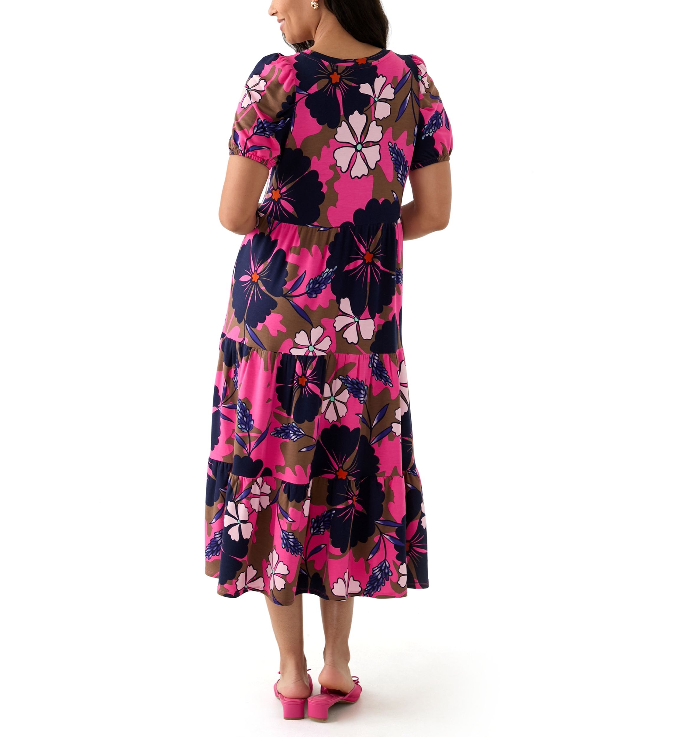 Womens Baby Terry Printed Midi Dress