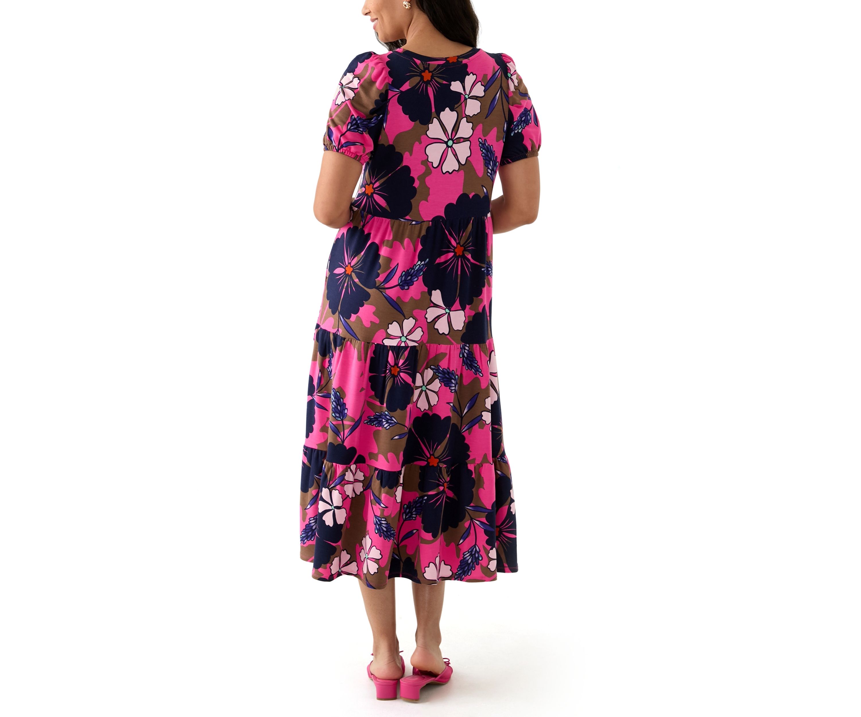 Womens Baby Terry Printed Midi Dress