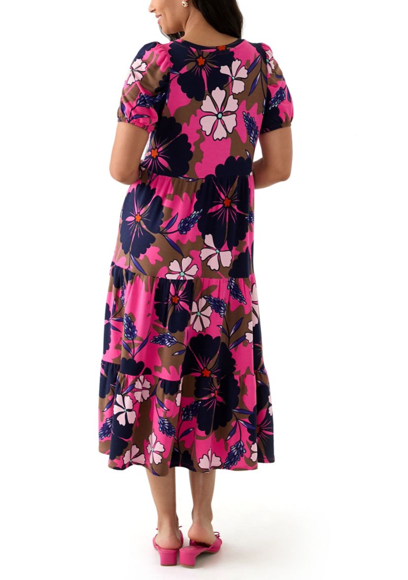 Womens Baby Terry Printed Midi Dress