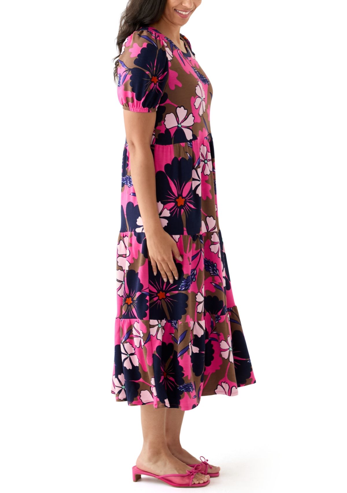 Womens Baby Terry Printed Midi Dress