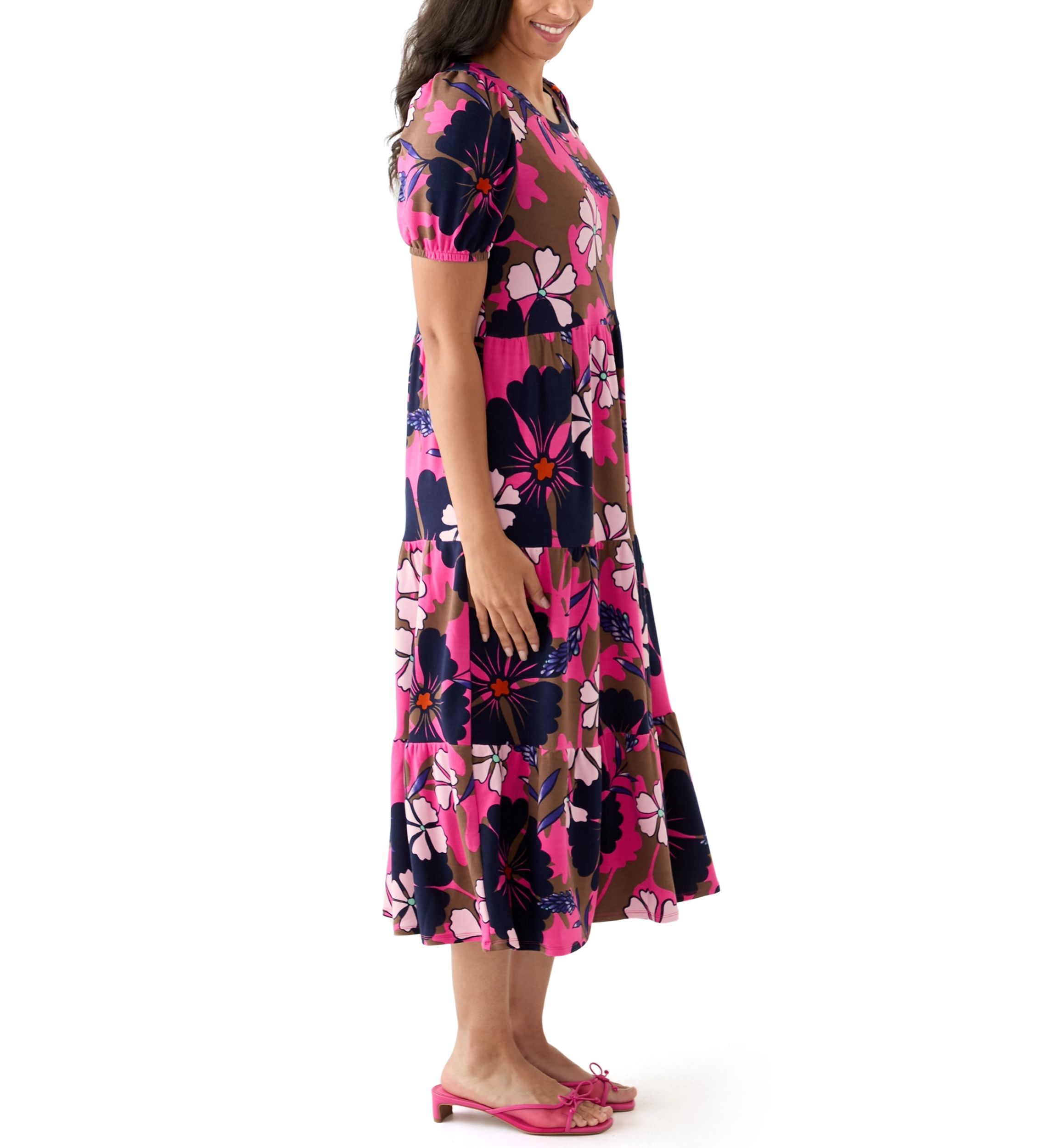 Womens Baby Terry Printed Midi Dress