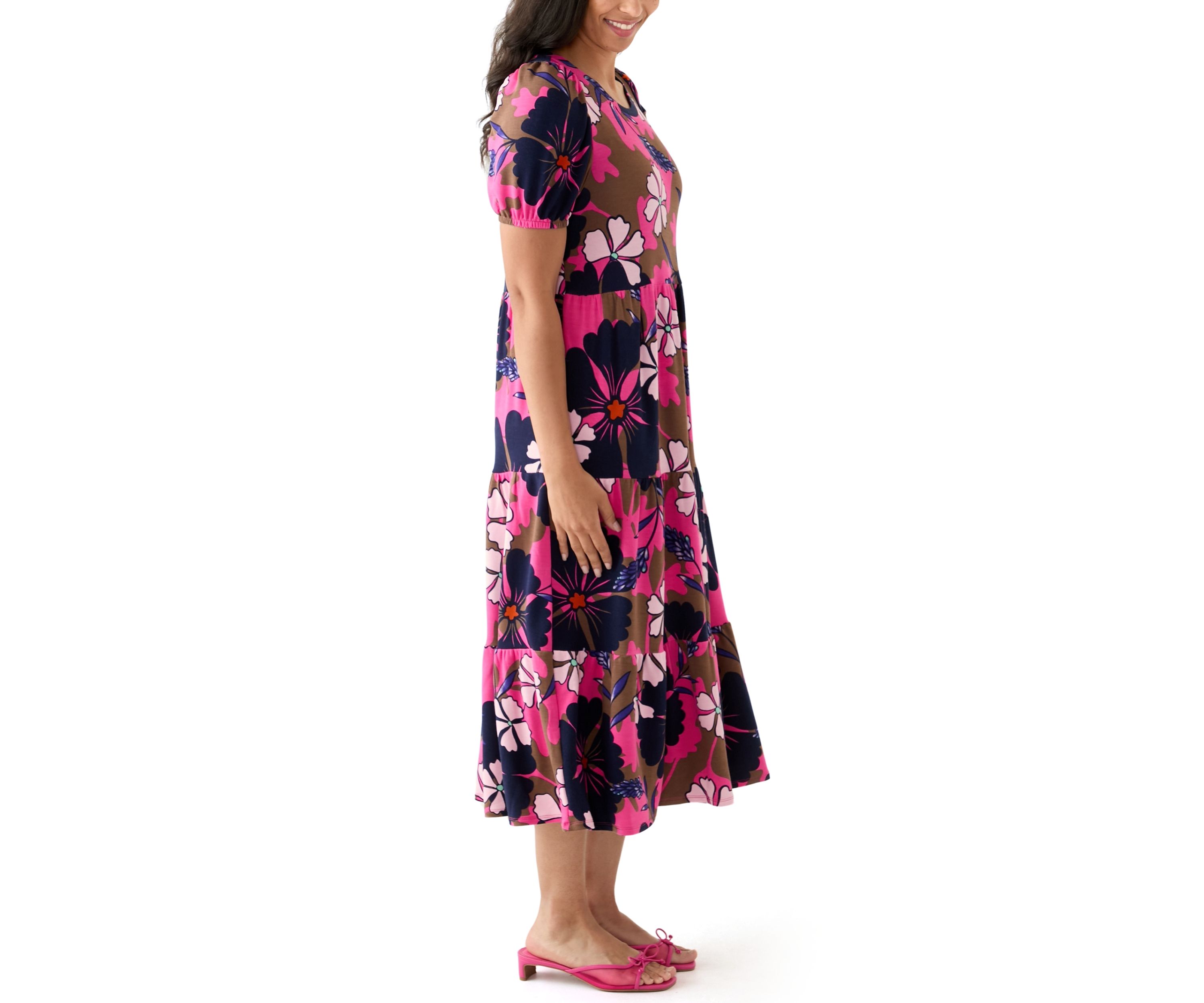 Womens Baby Terry Printed Midi Dress