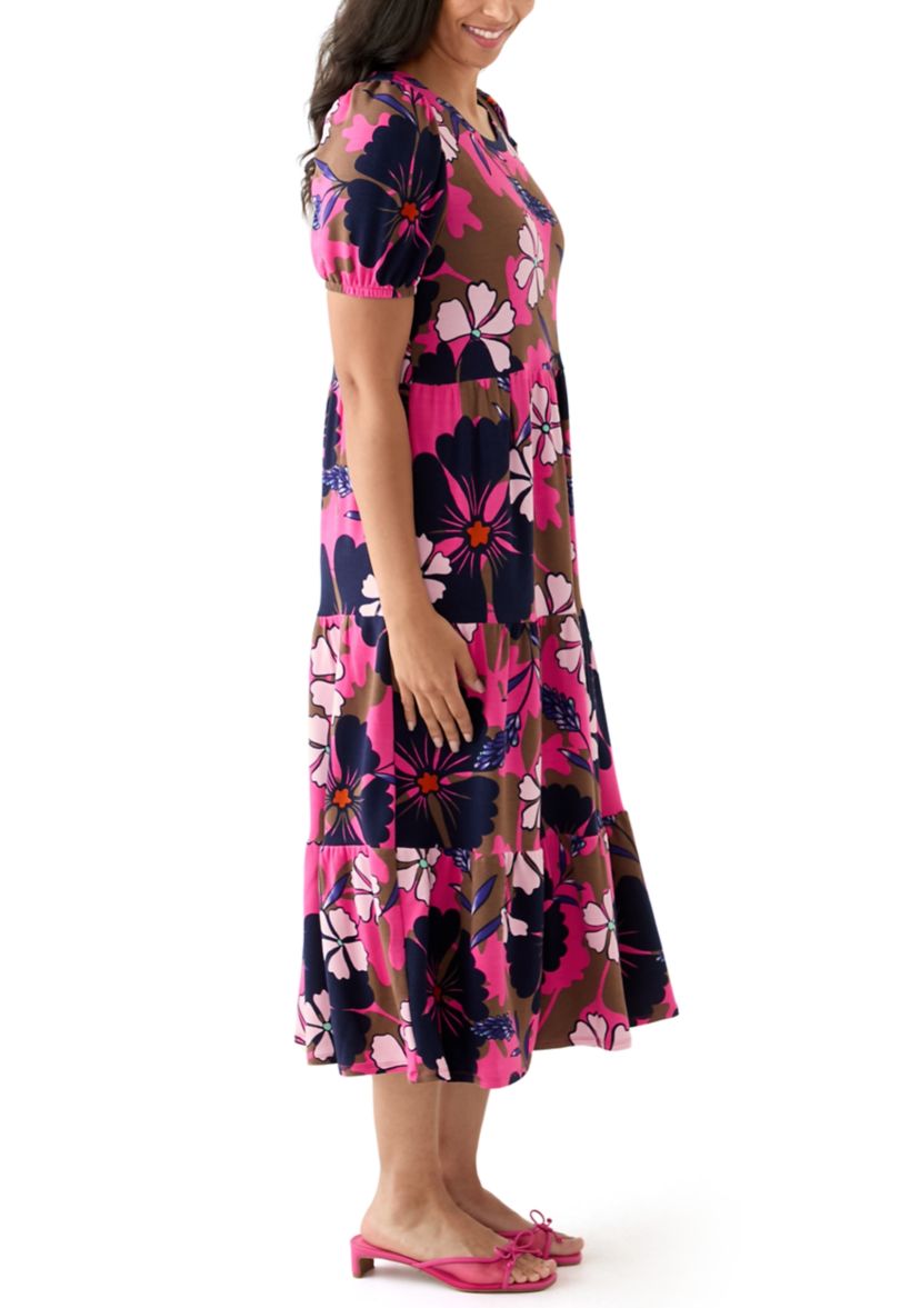 Womens Baby Terry Printed Midi Dress