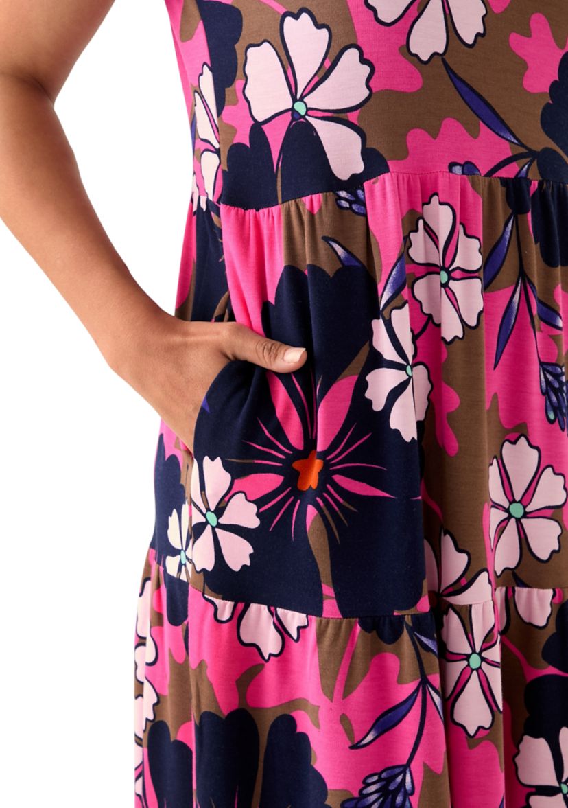 Womens Baby Terry Printed Midi Dress
