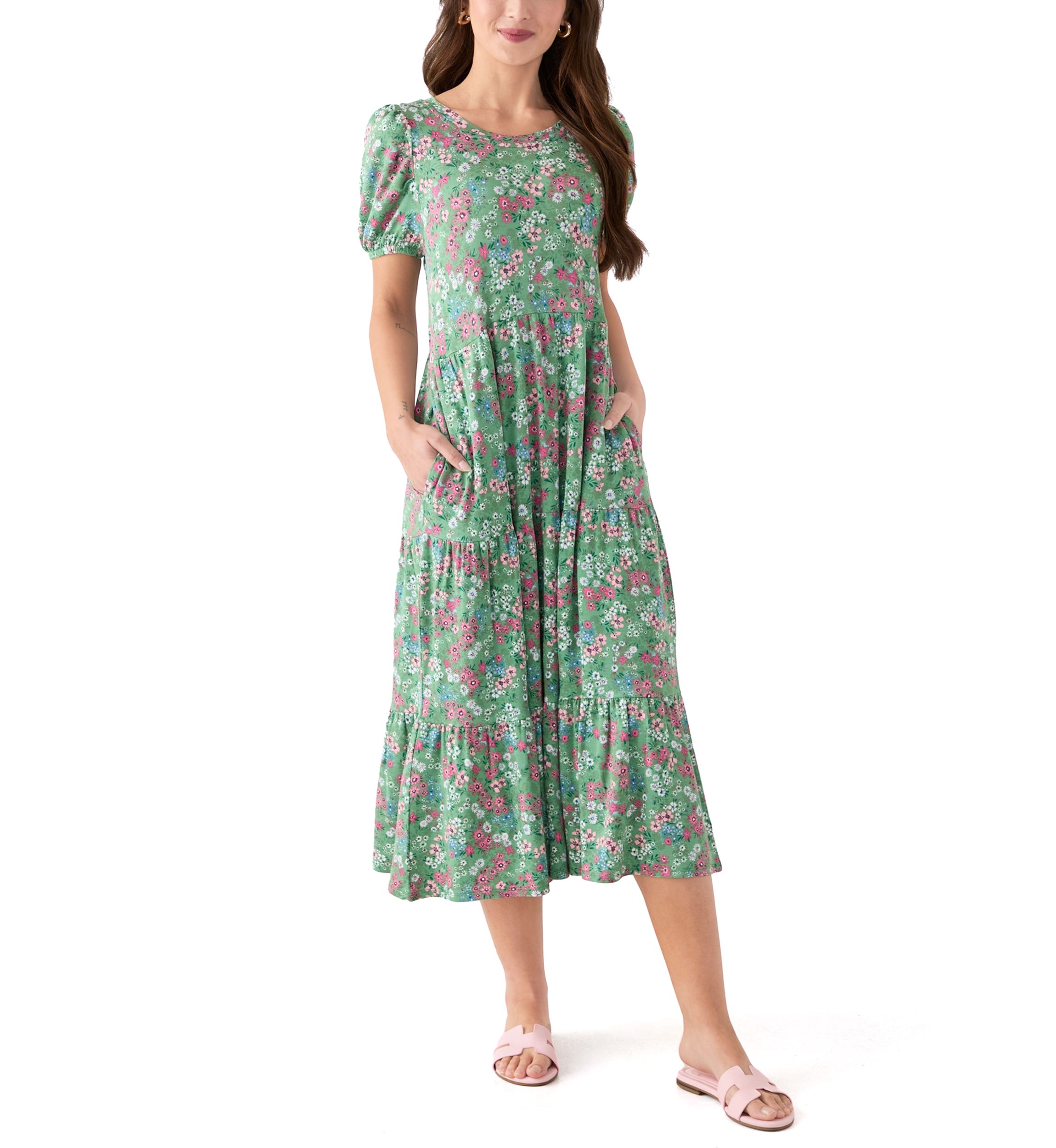 Petite Baby Terry Midi Print Dress