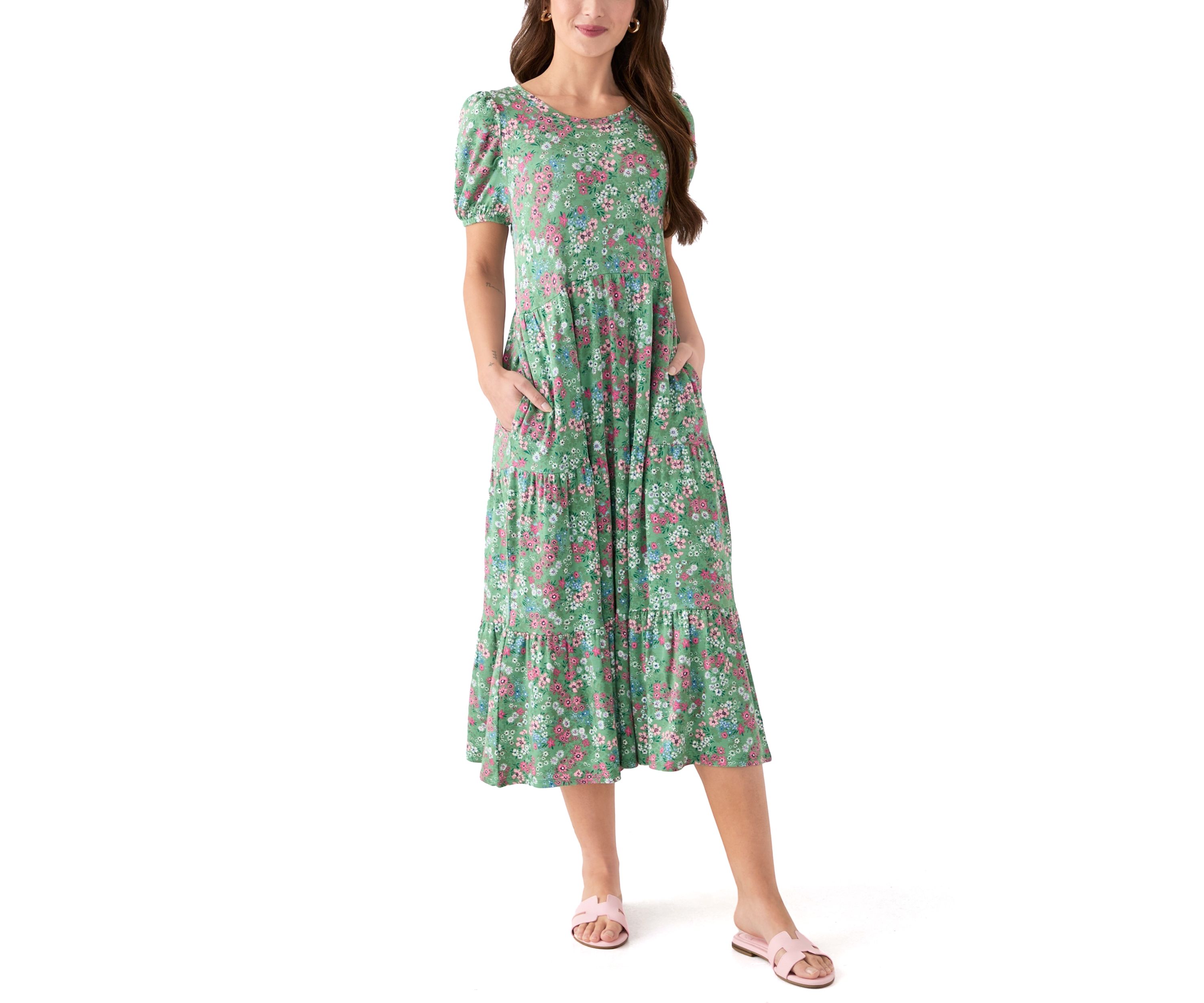 Petite Baby Terry Midi Print Dress
