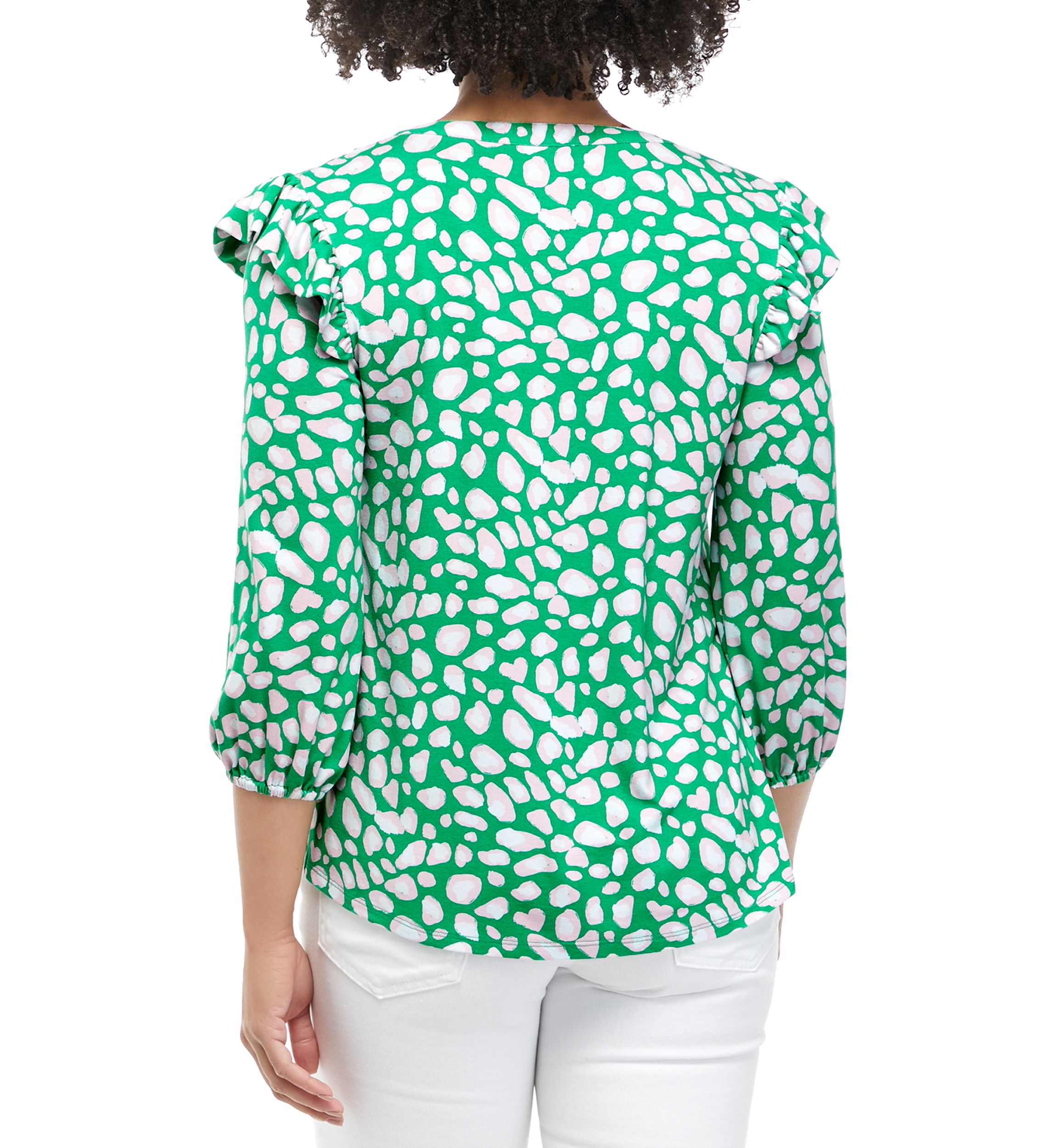 Womens 3/4 Sleeve Printed Julianna Henley Tunic