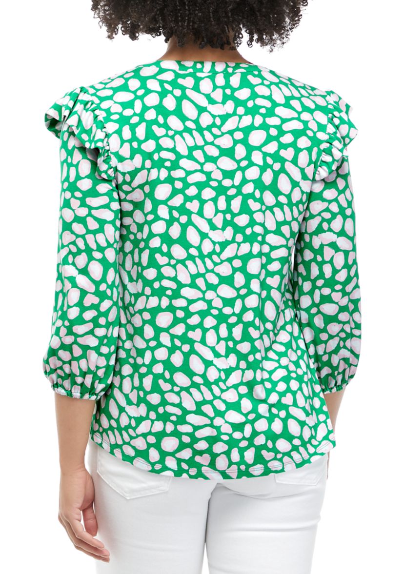 Womens 3/4 Sleeve Printed Julianna Henley Tunic