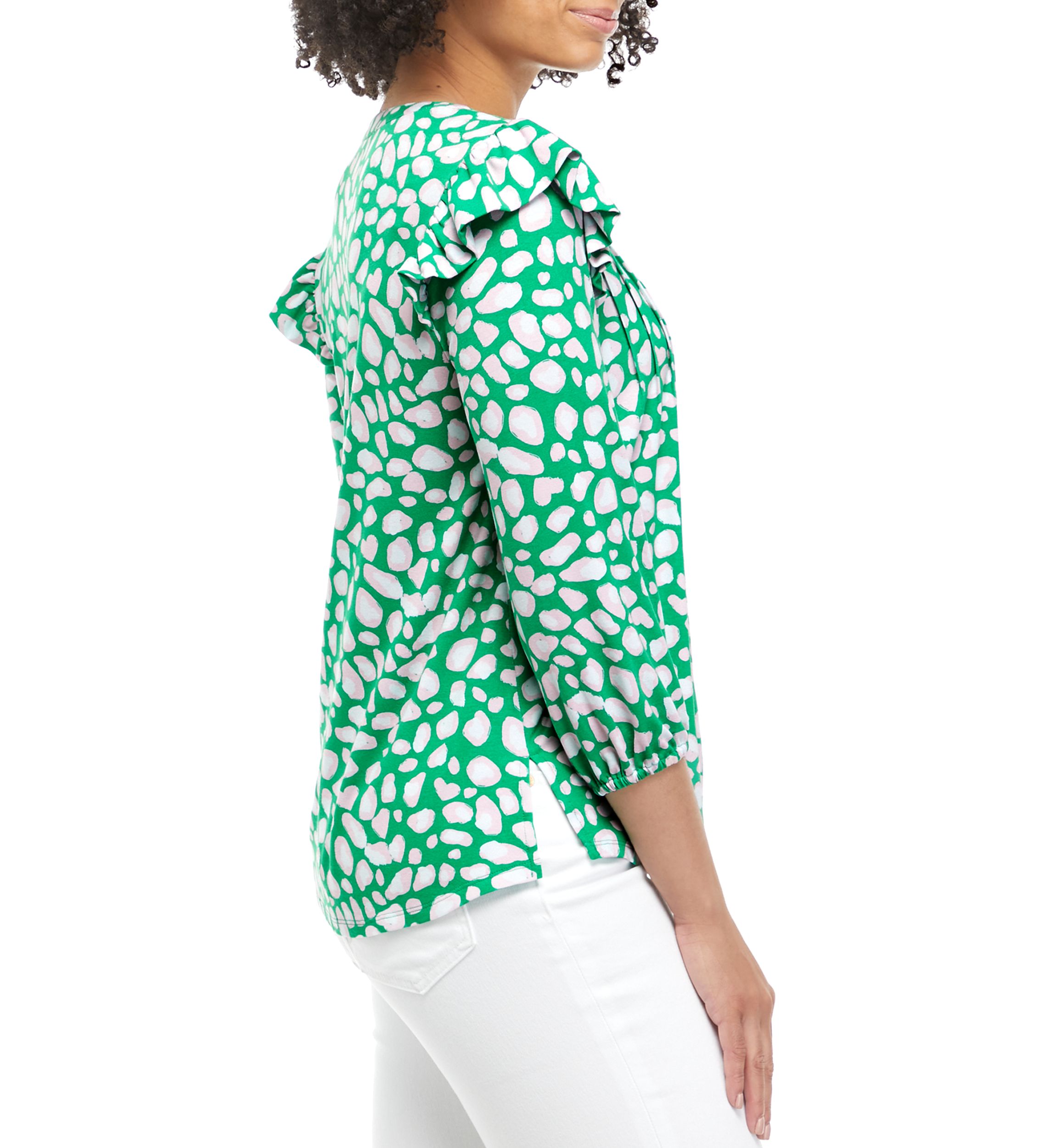 Womens 3/4 Sleeve Printed Julianna Henley Tunic