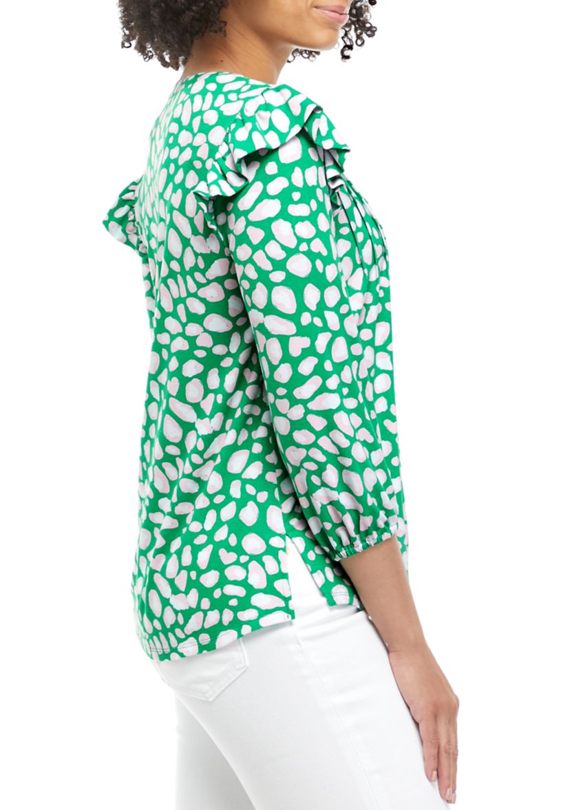 Womens 3/4 Sleeve Printed Julianna Henley Tunic