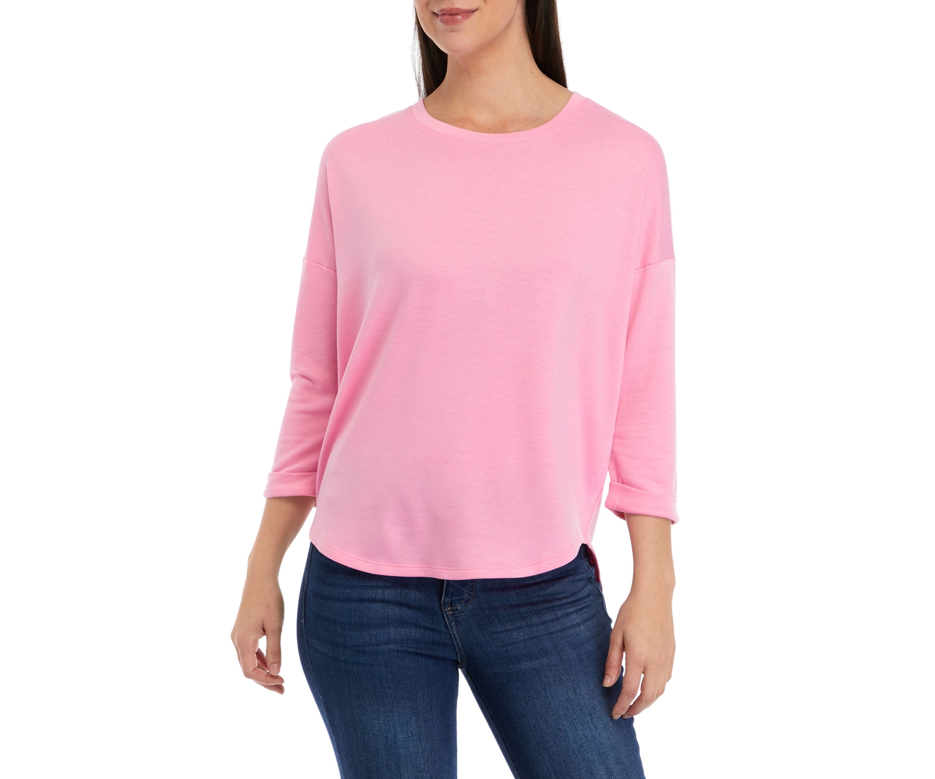 Womens 3/4 Sleeve Round Hem T-Shirt