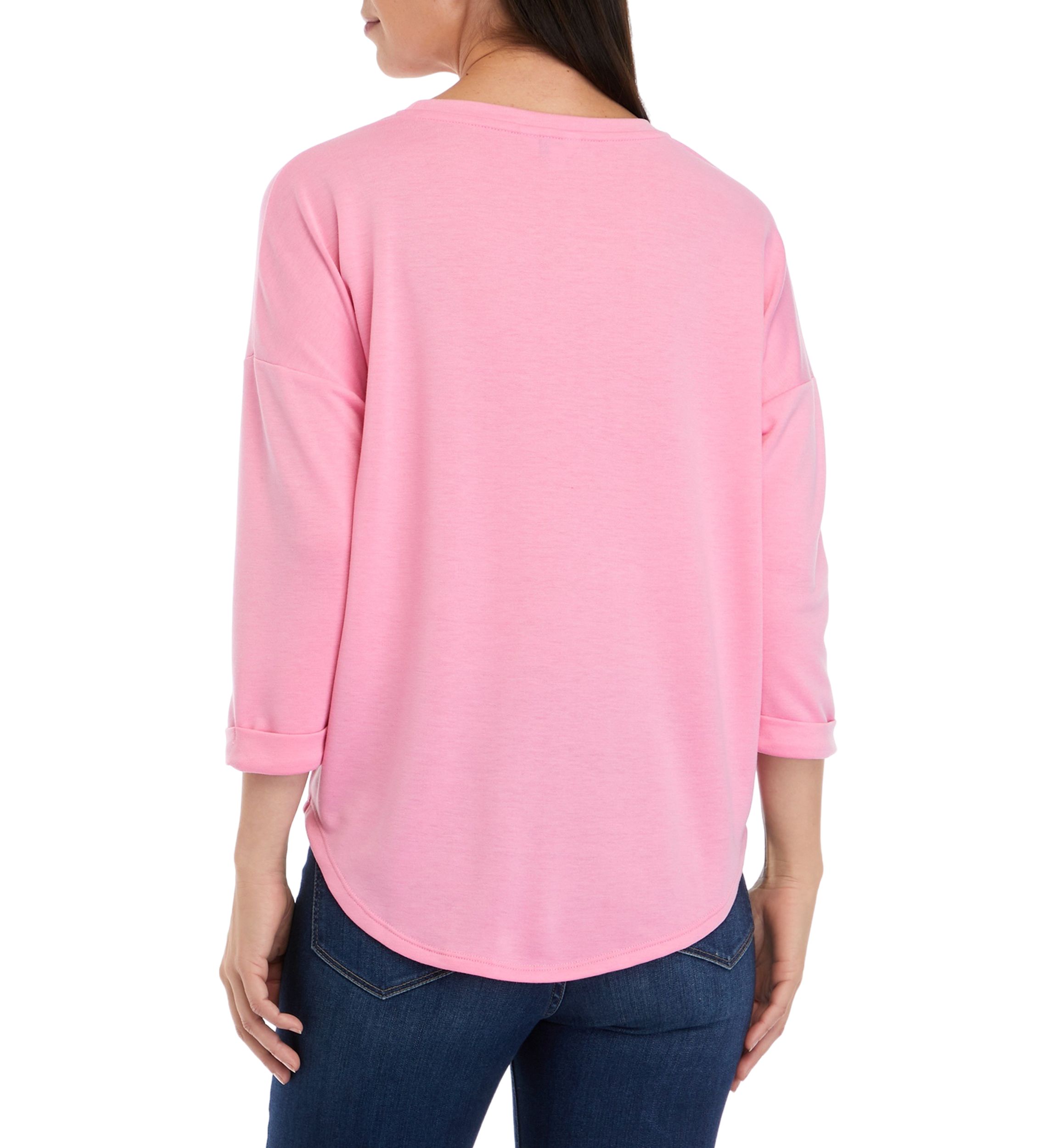 Womens 3/4 Sleeve Round Hem T-Shirt
