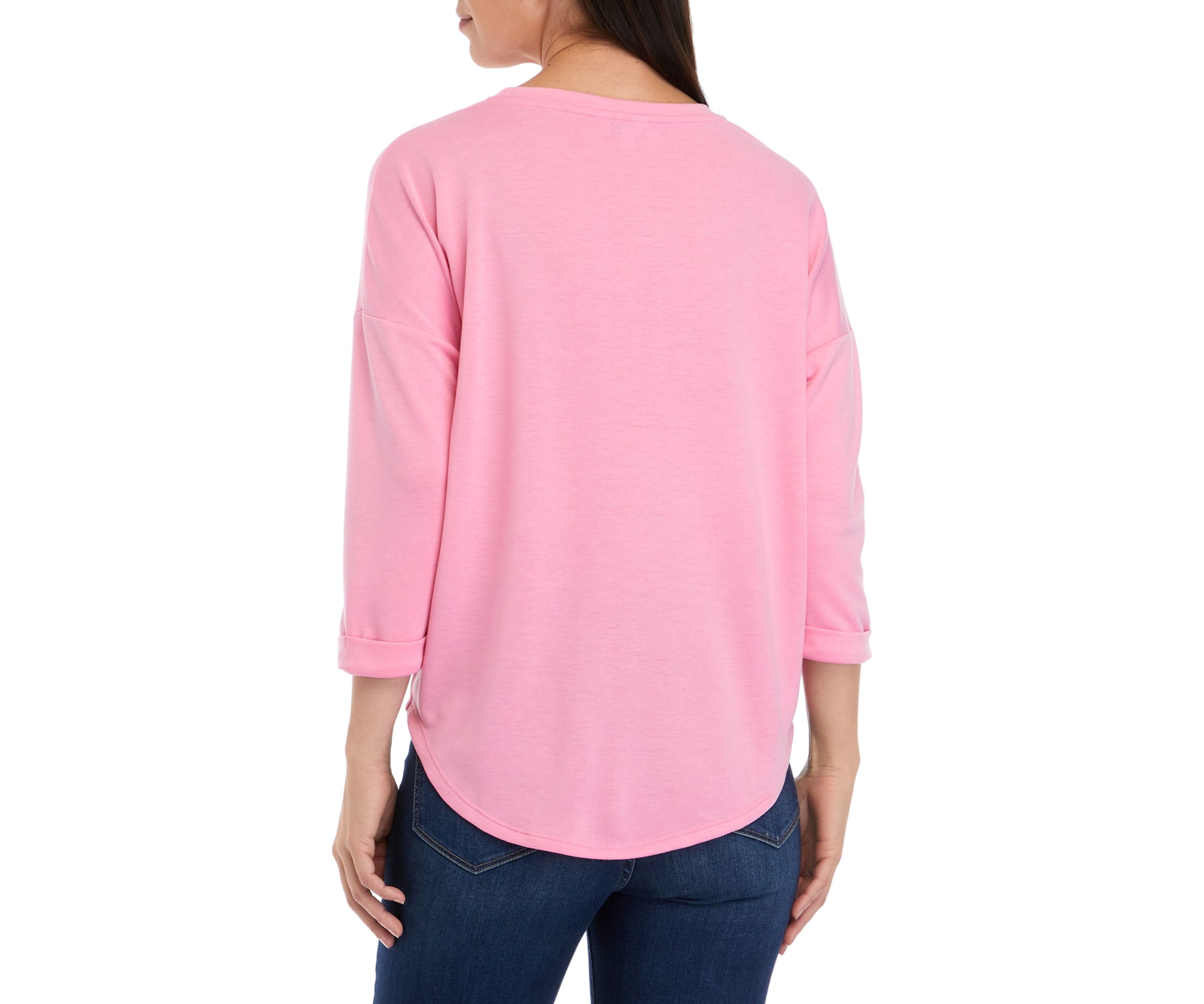 Womens 3/4 Sleeve Round Hem T-Shirt