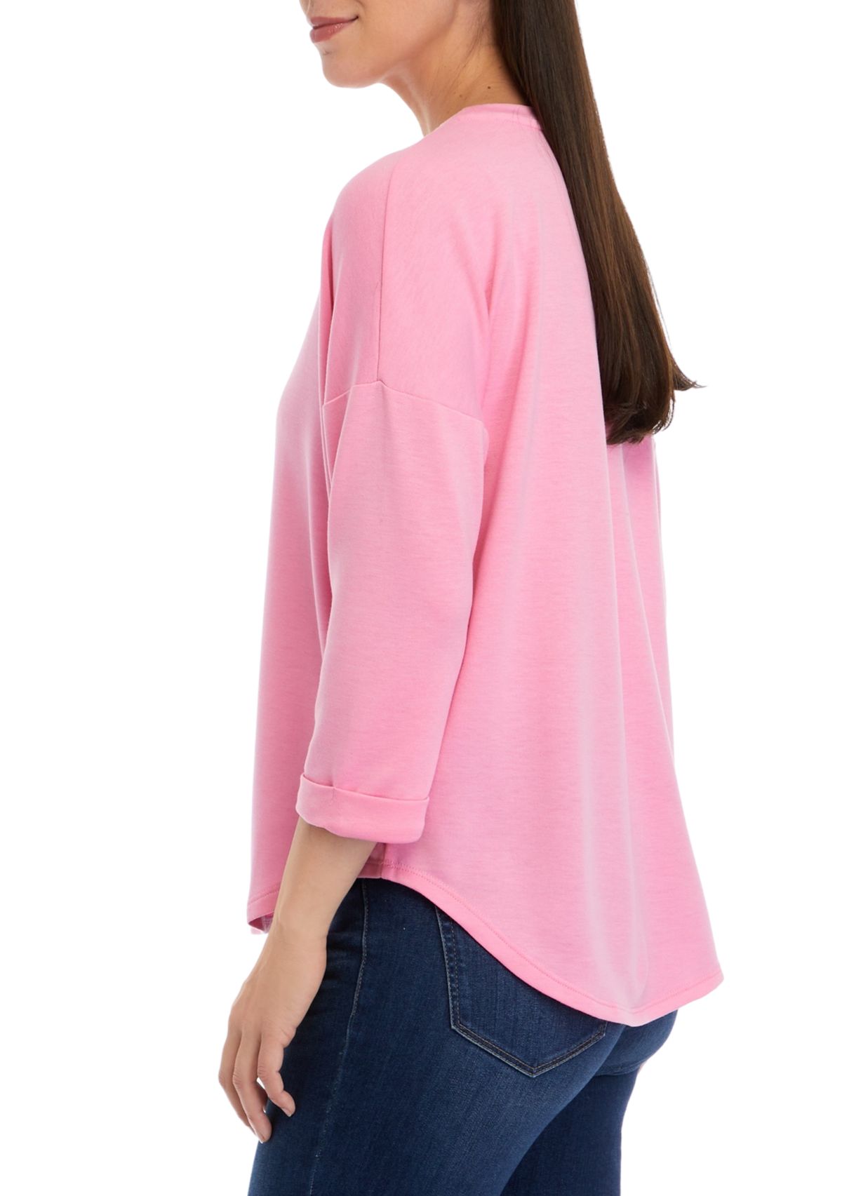 Womens 3/4 Sleeve Round Hem T-Shirt