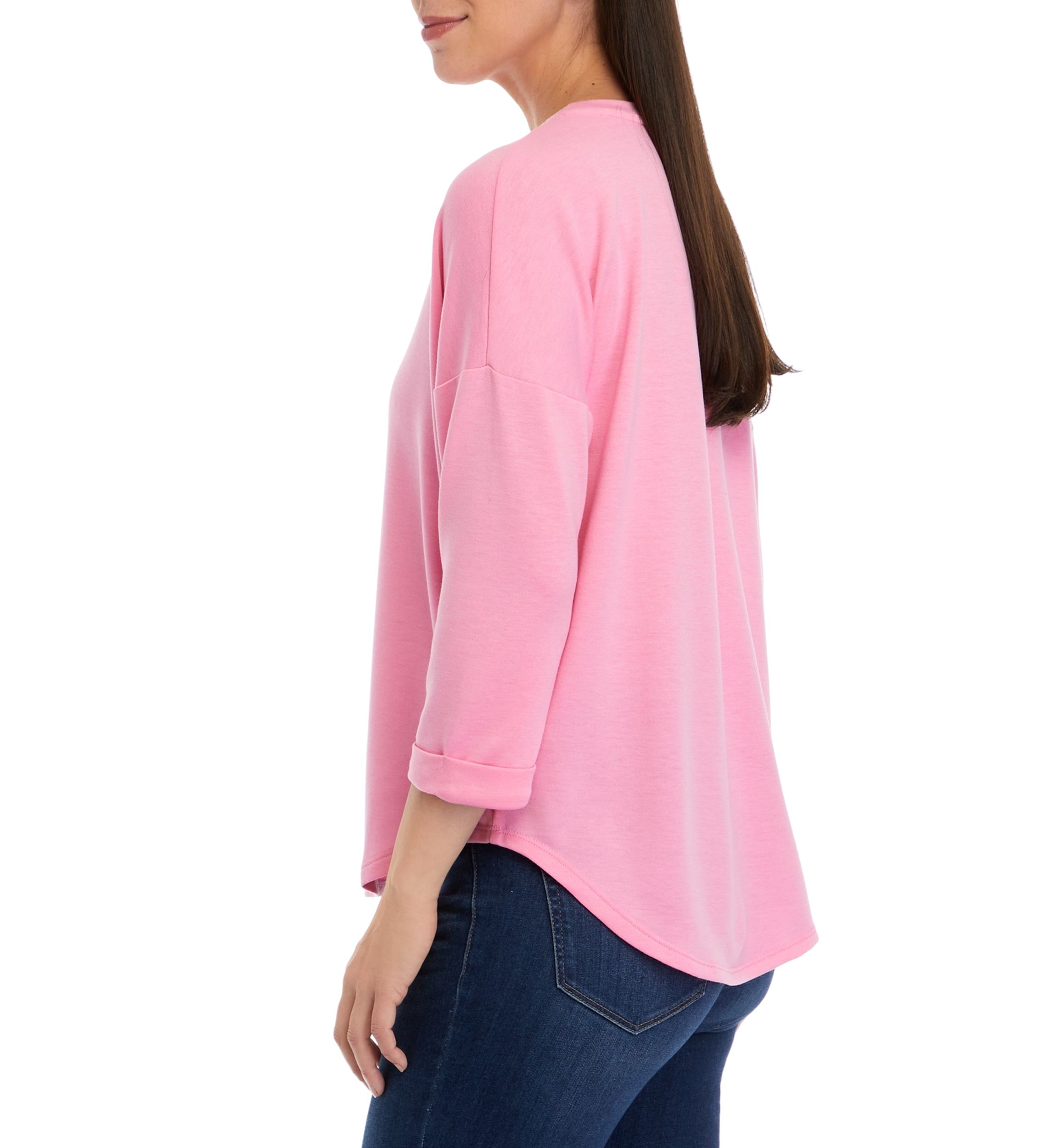 Womens 3/4 Sleeve Round Hem T-Shirt