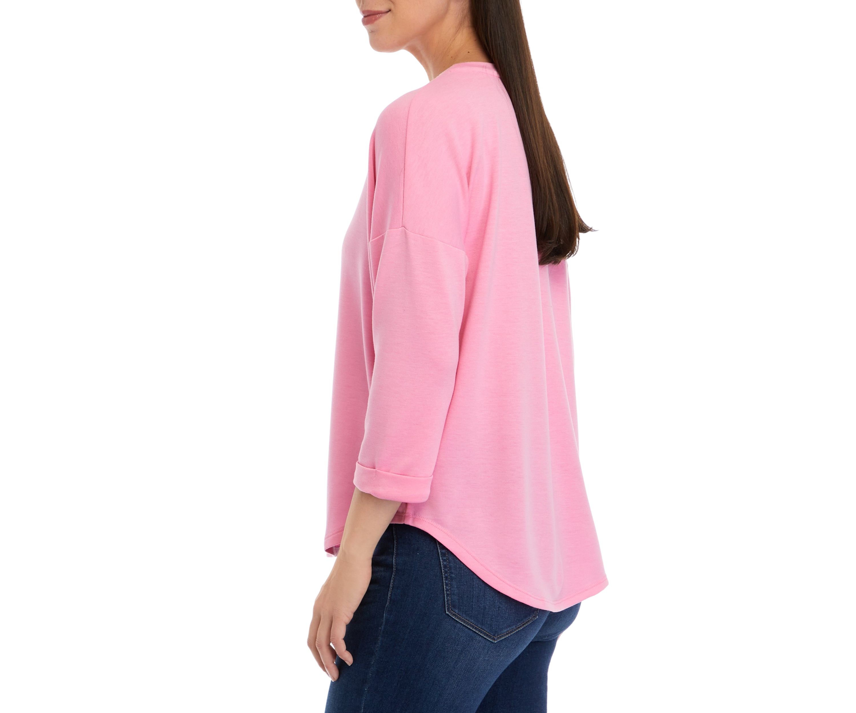 Womens 3/4 Sleeve Round Hem T-Shirt