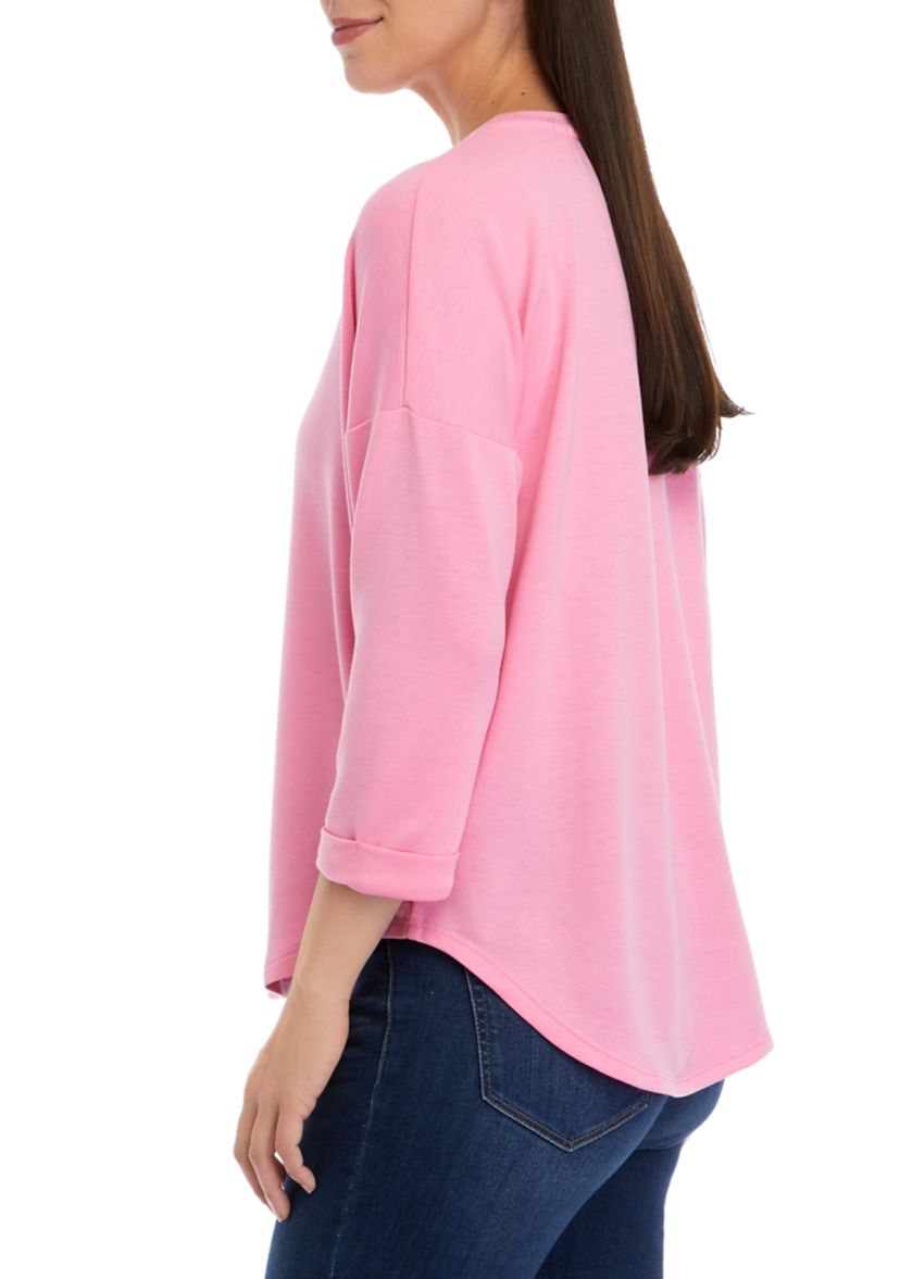Womens 3/4 Sleeve Round Hem T-Shirt