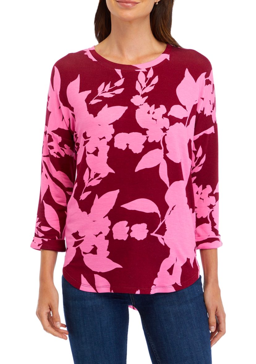 Womens 3/4 Sleeve Round Hem T-Shirt